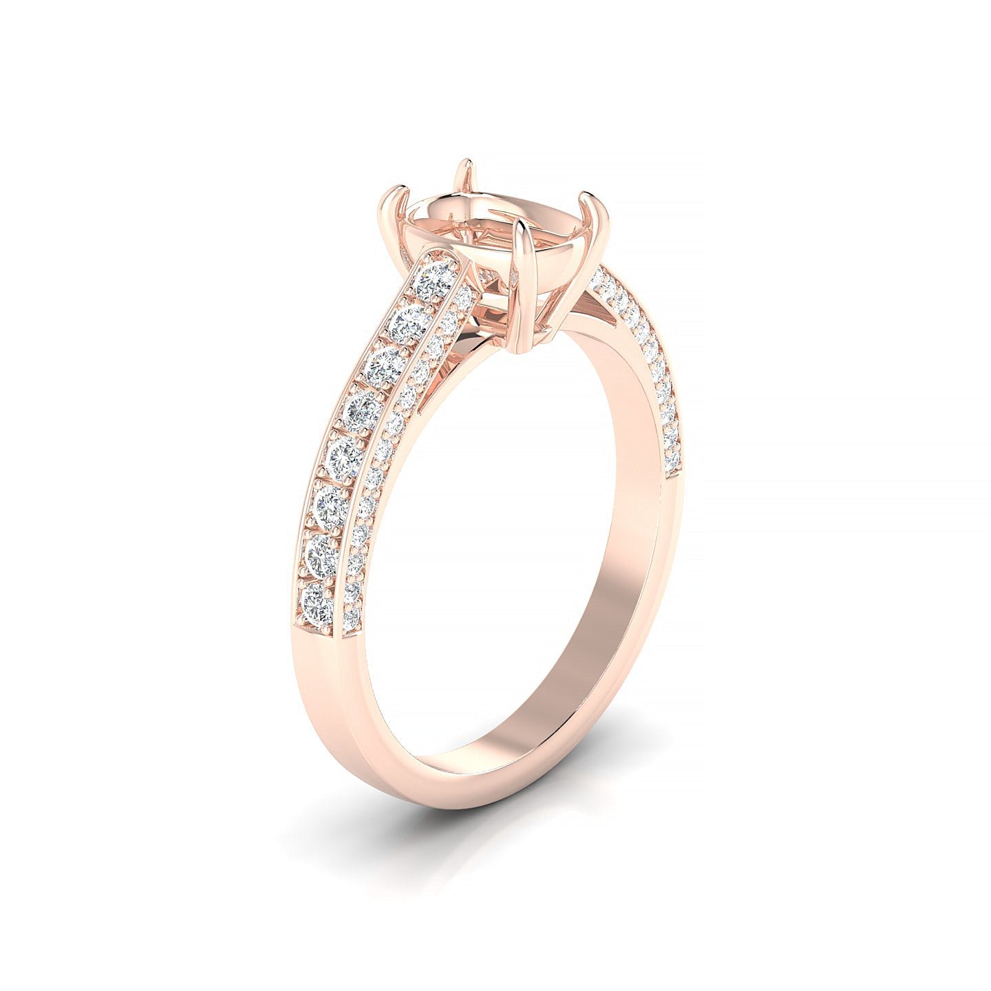 Complete Cushion 1-1.99 ct | 18k Rose Gold Side Stones Ring