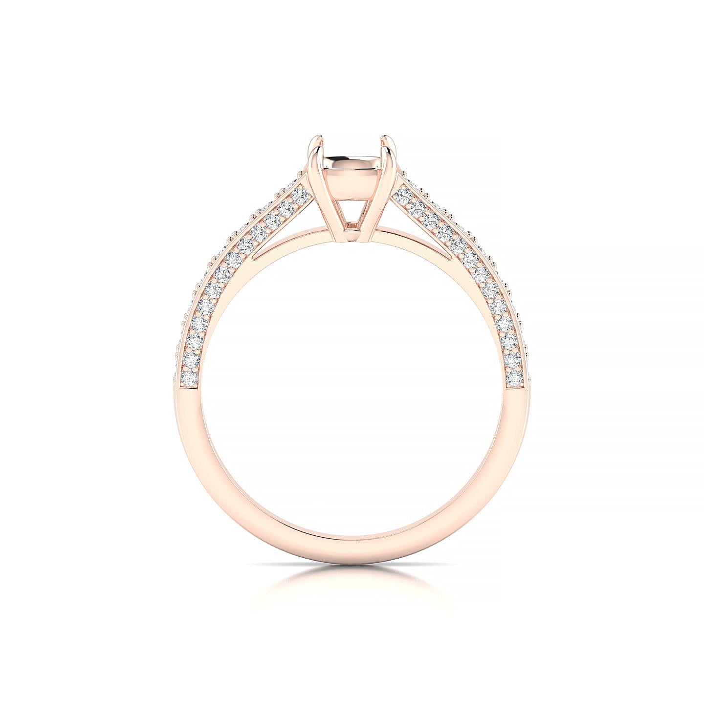 Complete Cushion 1-1.99 ct | 18k Rose Gold Side Stones Ring