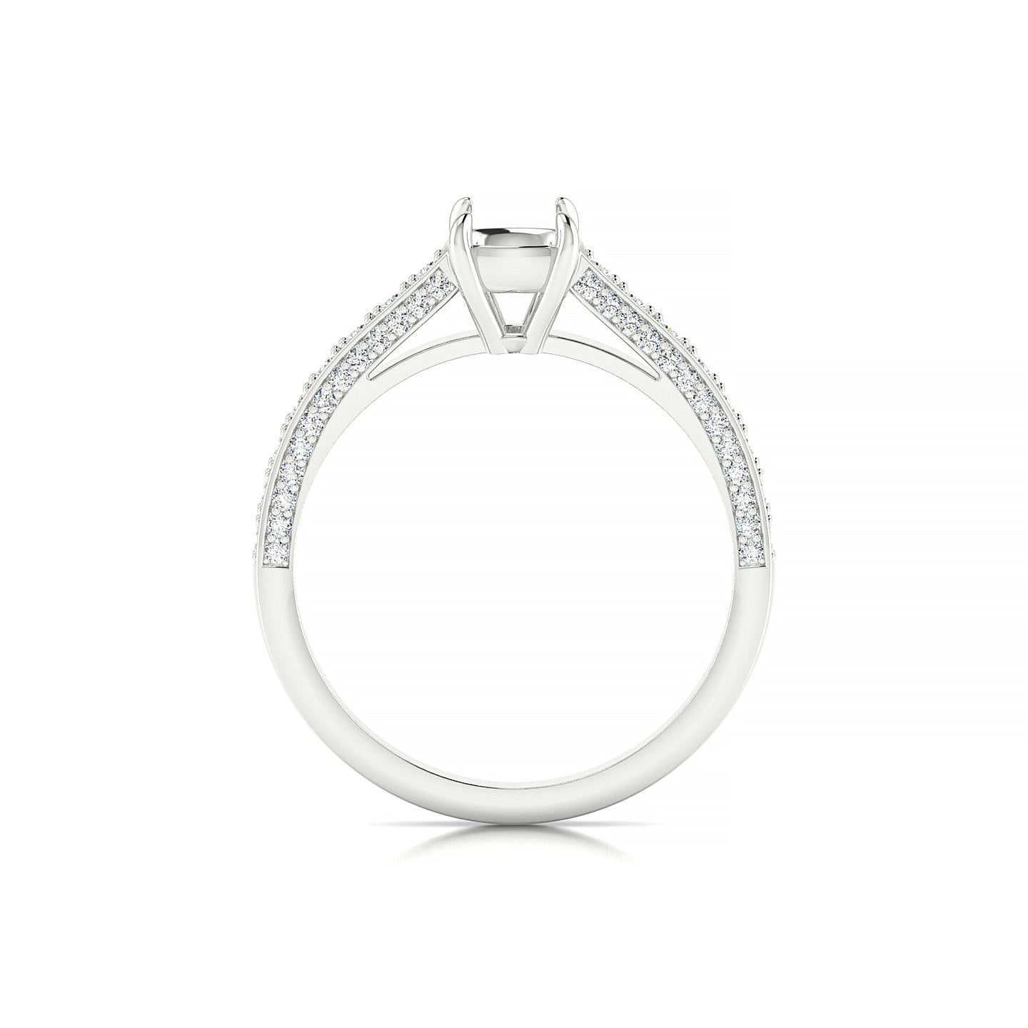 Complete Cushion 1-1.99 ct | 18k White Gold Side Stones Ring