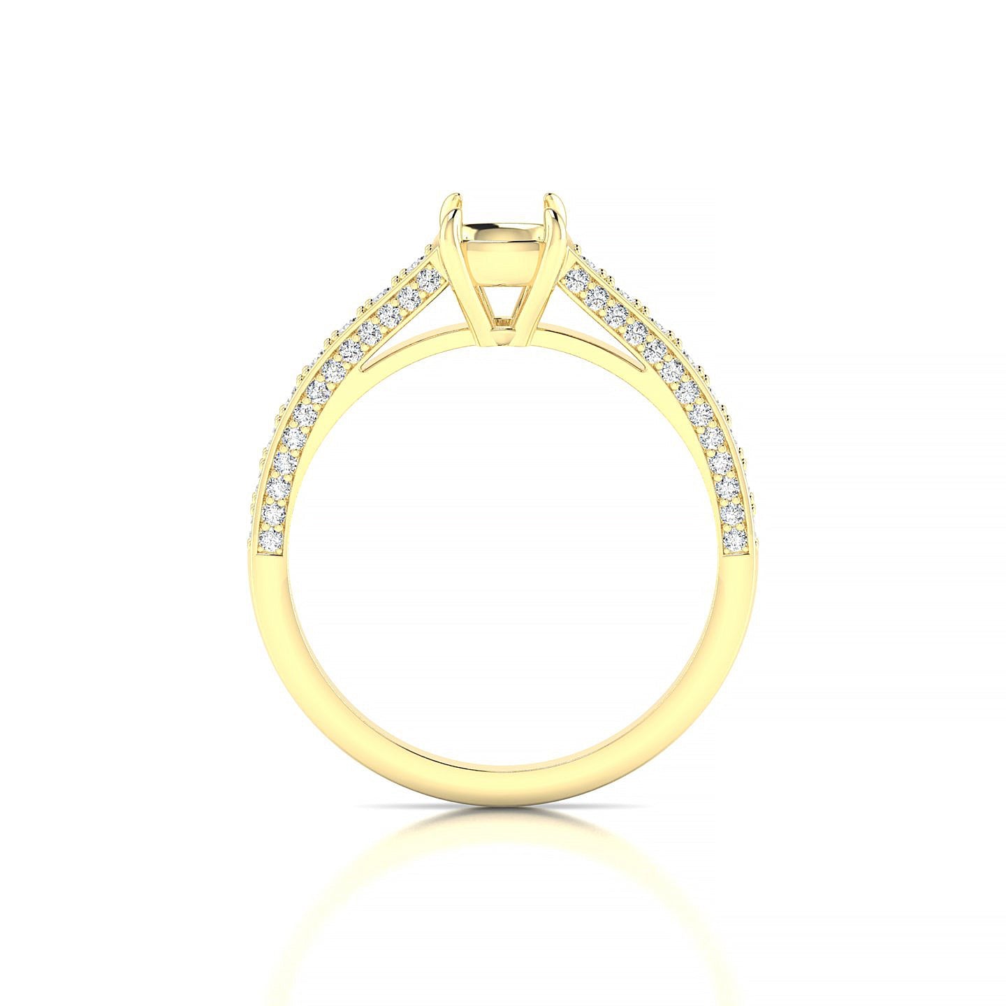Complete Cushion 1-1.99 ct | 18k Yellow Gold Side Stones Ring