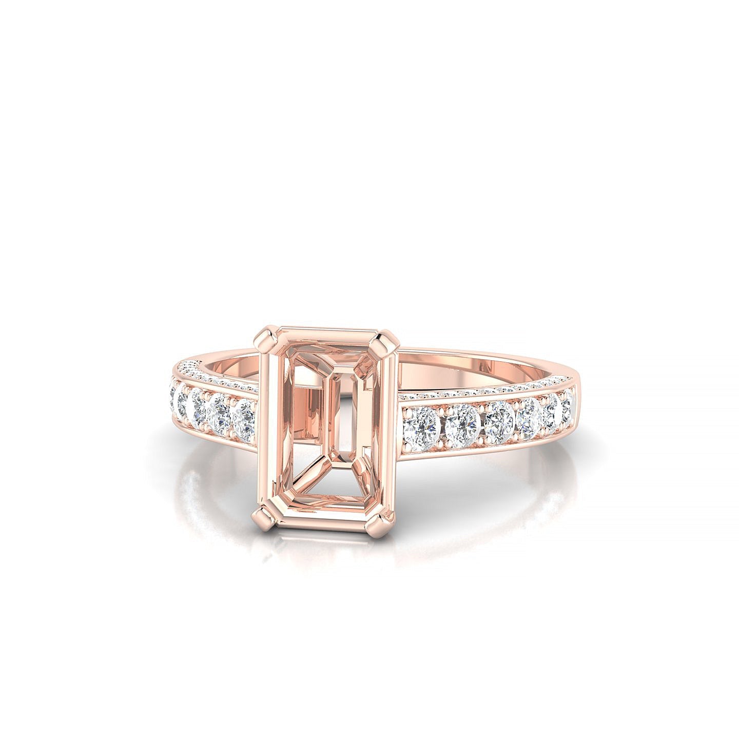 Complete Emerald 2-2.99 ct | 18k Rose Gold Side Stones Ring