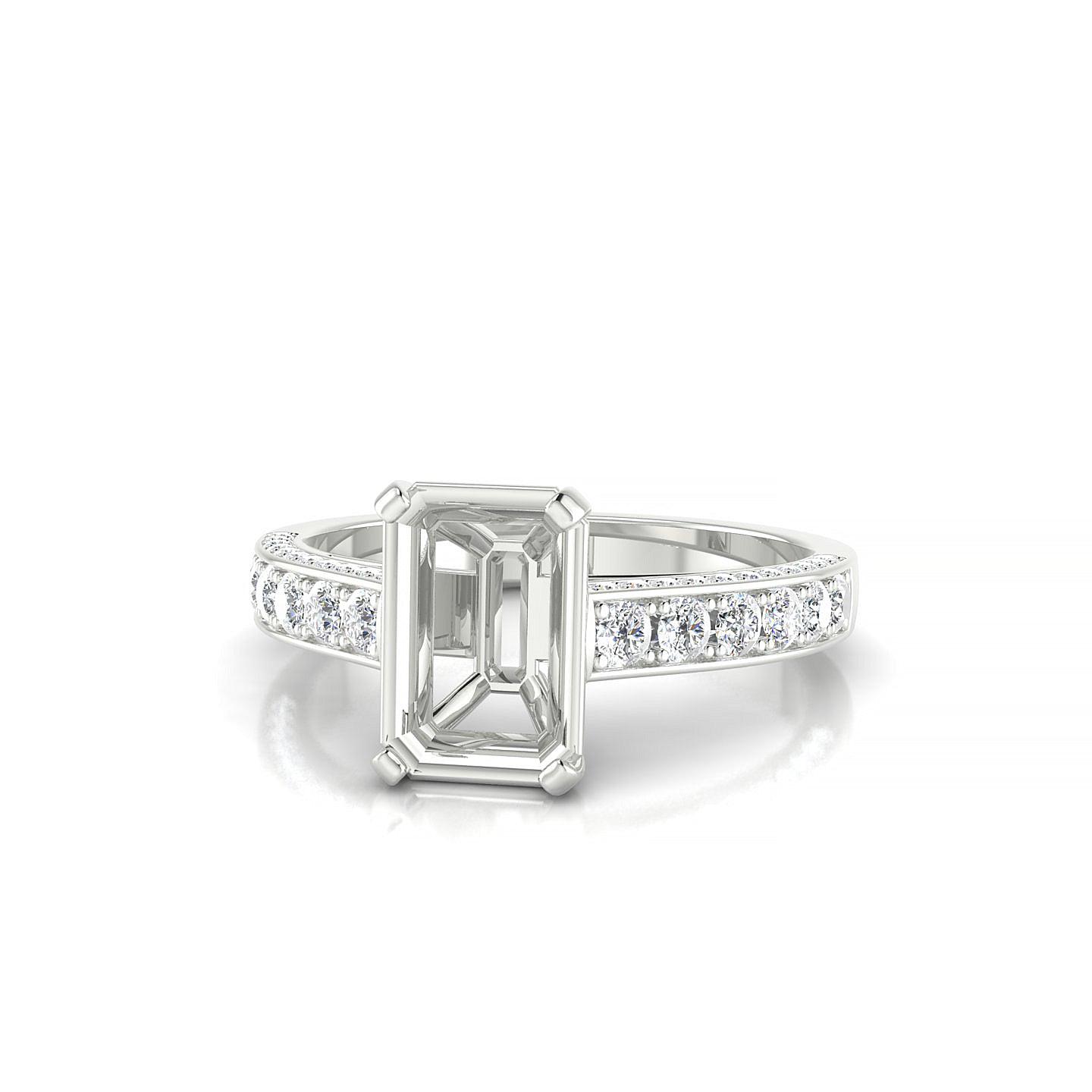 Complete Emerald 2-2.99 ct | 18k White Gold Side Stones Ring