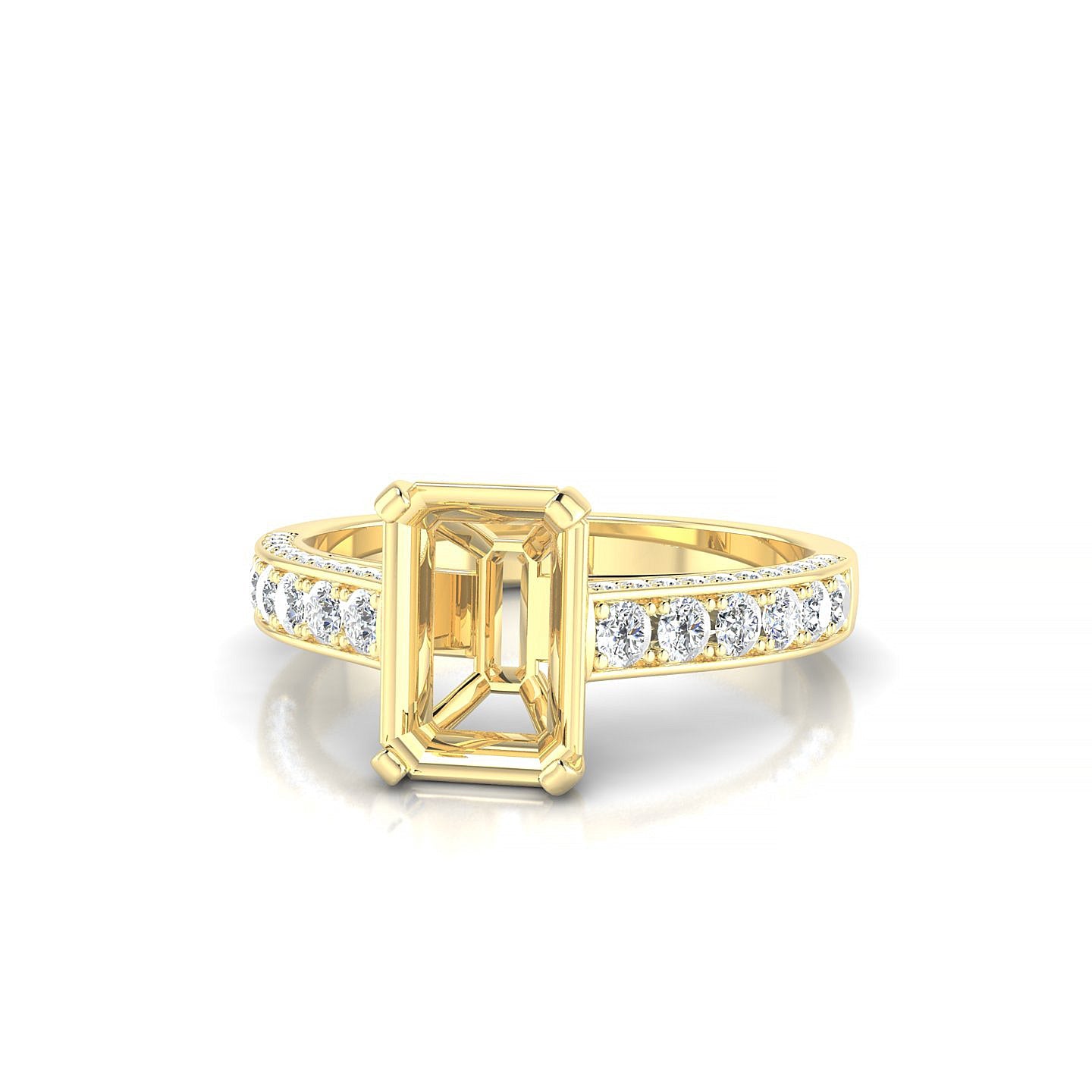 Complete Emerald 2-2.99 ct | 18k Yellow Gold Side Stones Ring
