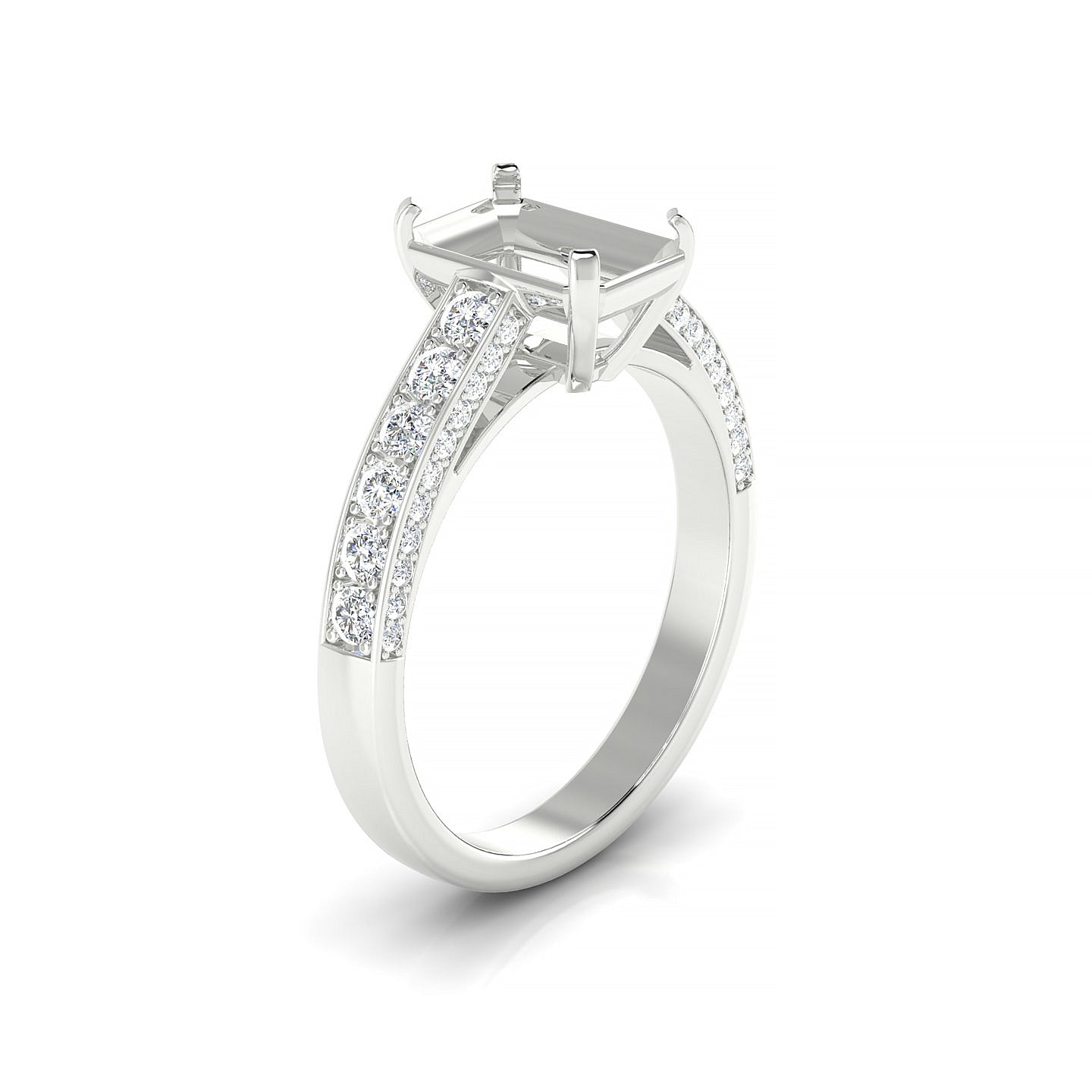 Complete Emerald 2-2.99 ct | 18k White Gold Side Stones Ring