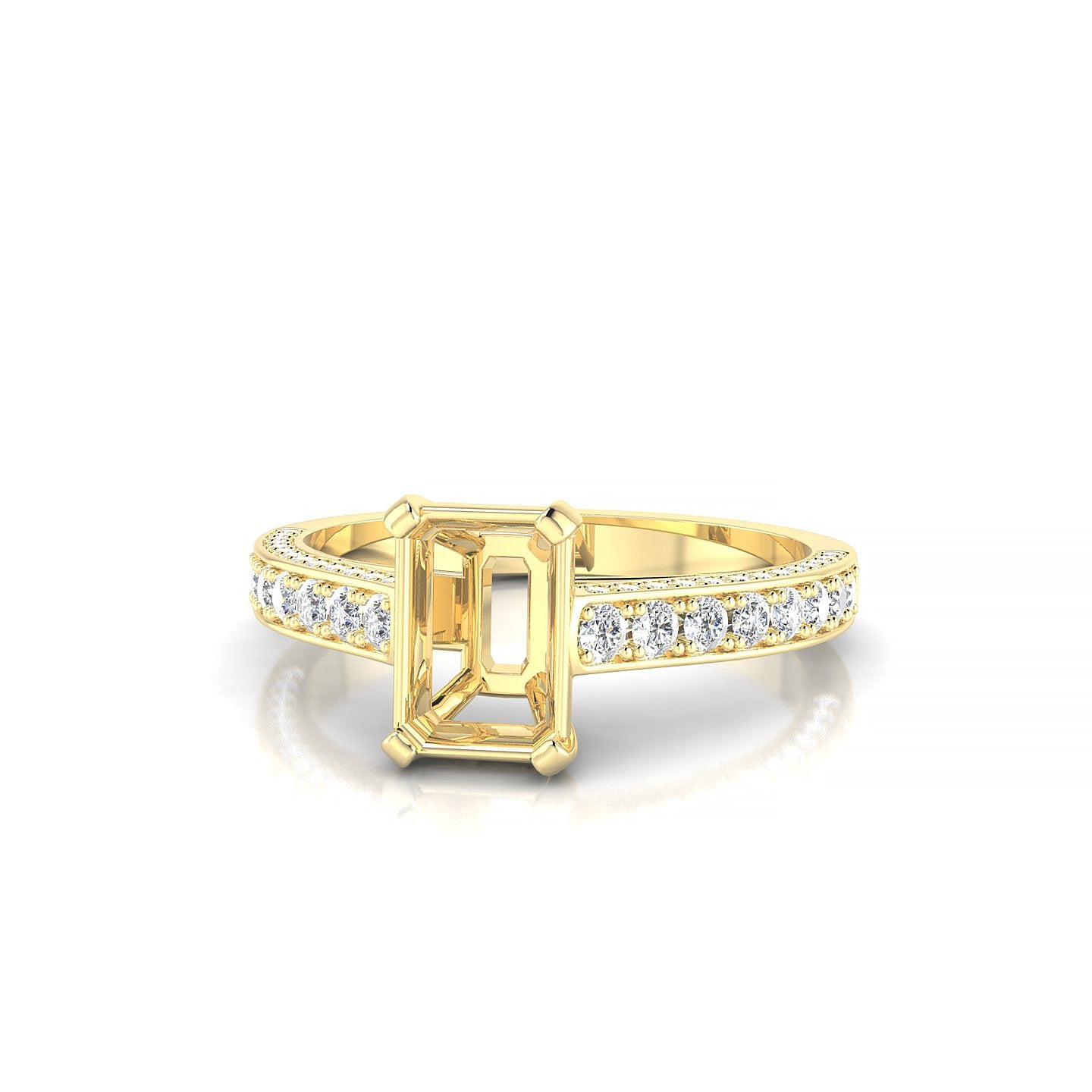 Complete Emerald 1-1.99 ct | 18k Yellow Gold Side Stones Ring