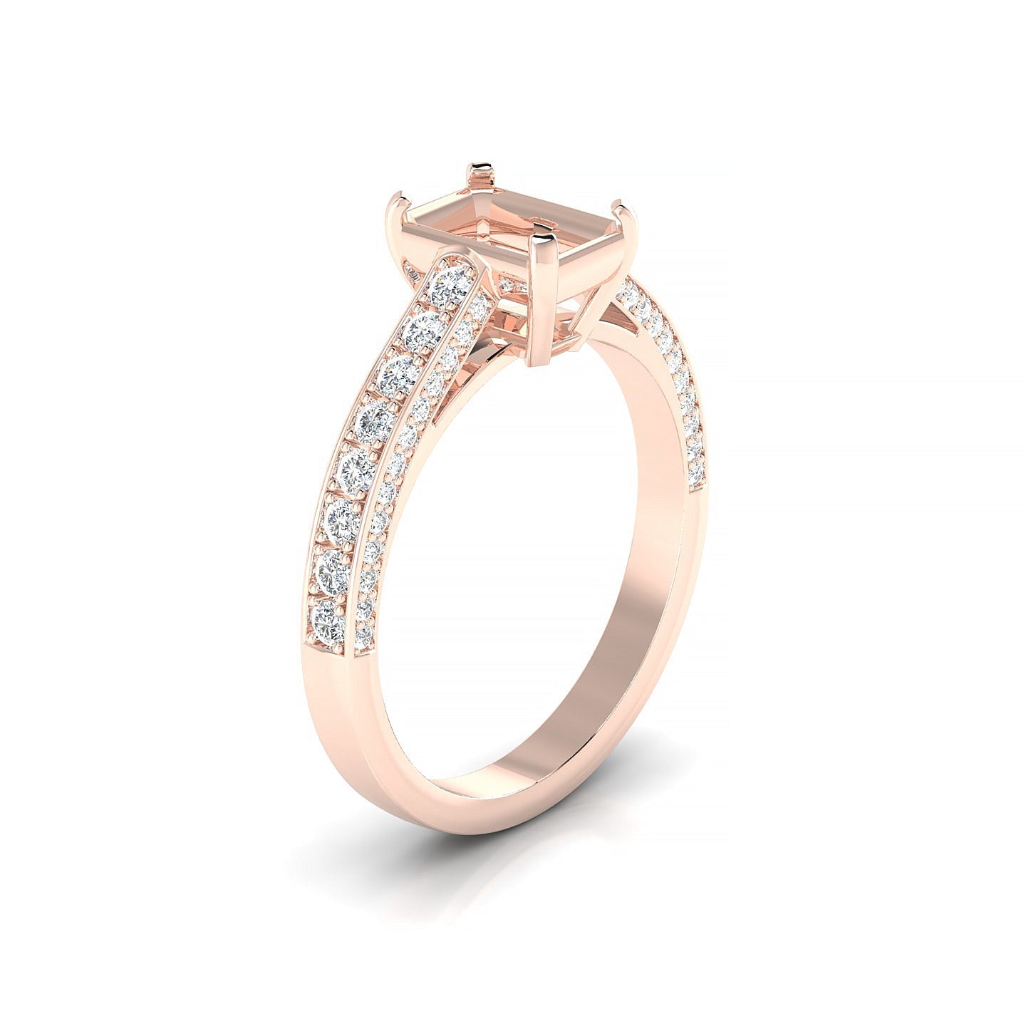 Complete Emerald 1-1.99 ct | 18k Rose Gold Side Stones Ring