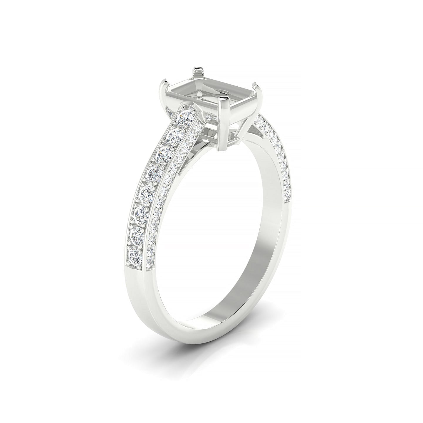 Complete Emerald 1-1.99 ct | 18k White Gold Side Stones Ring