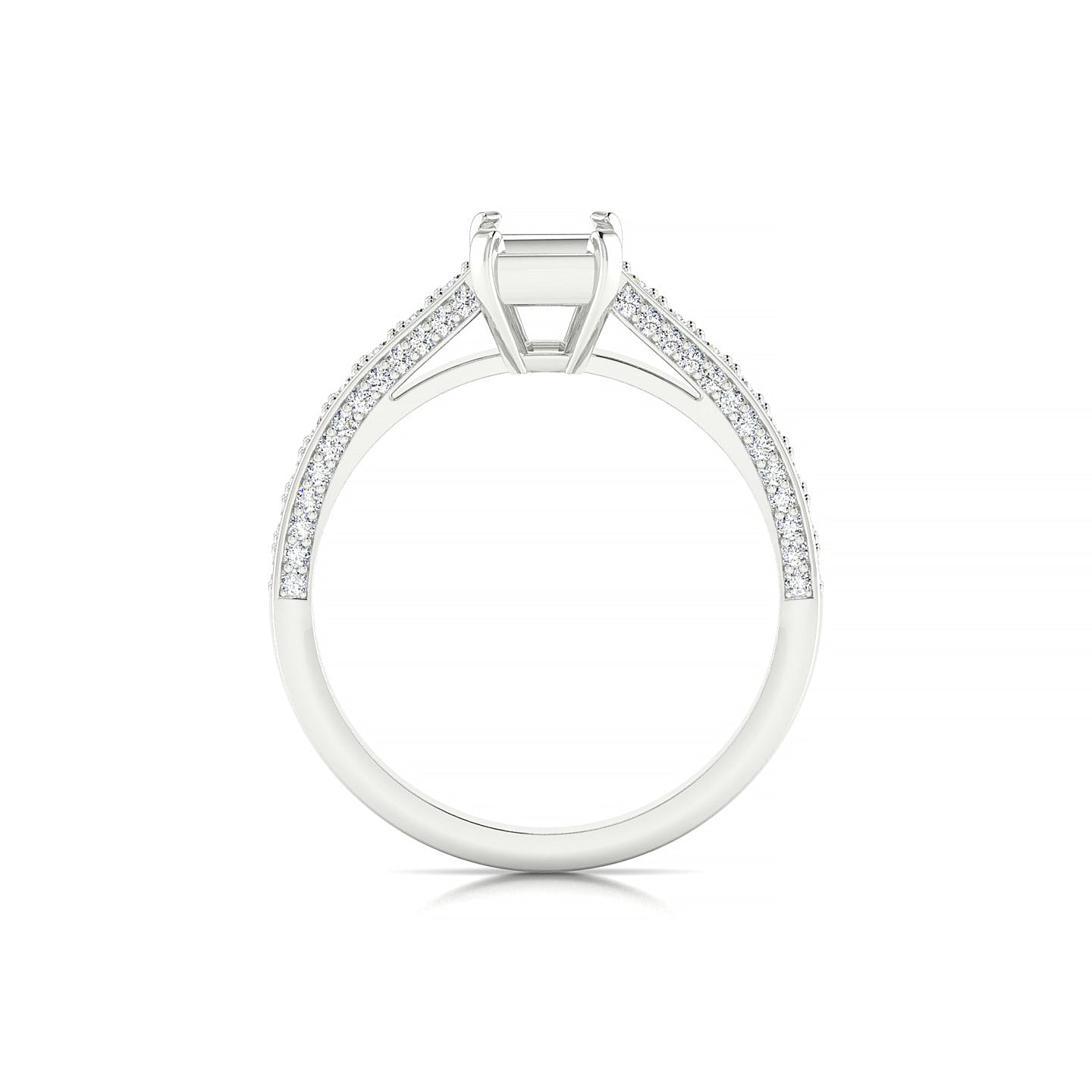 Complete Emerald 1-1.99 ct | 18k White Gold Side Stones Ring