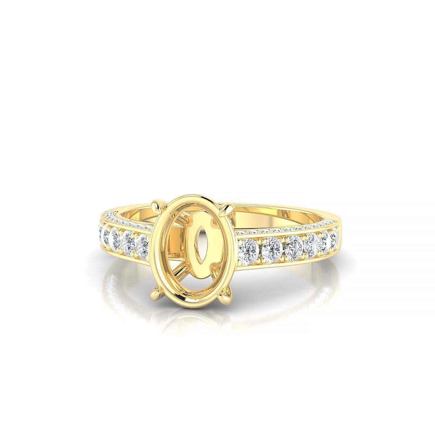Complete Oval 2-2.99 ct | 18k Yellow Gold Side Stones Ring