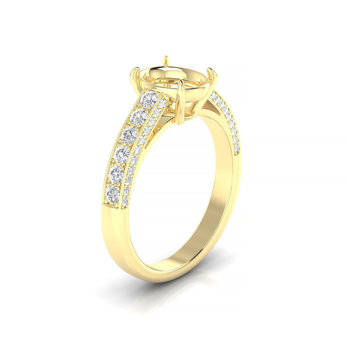 Complete Oval 2-2.99 ct | 18k Yellow Gold Side Stones Ring