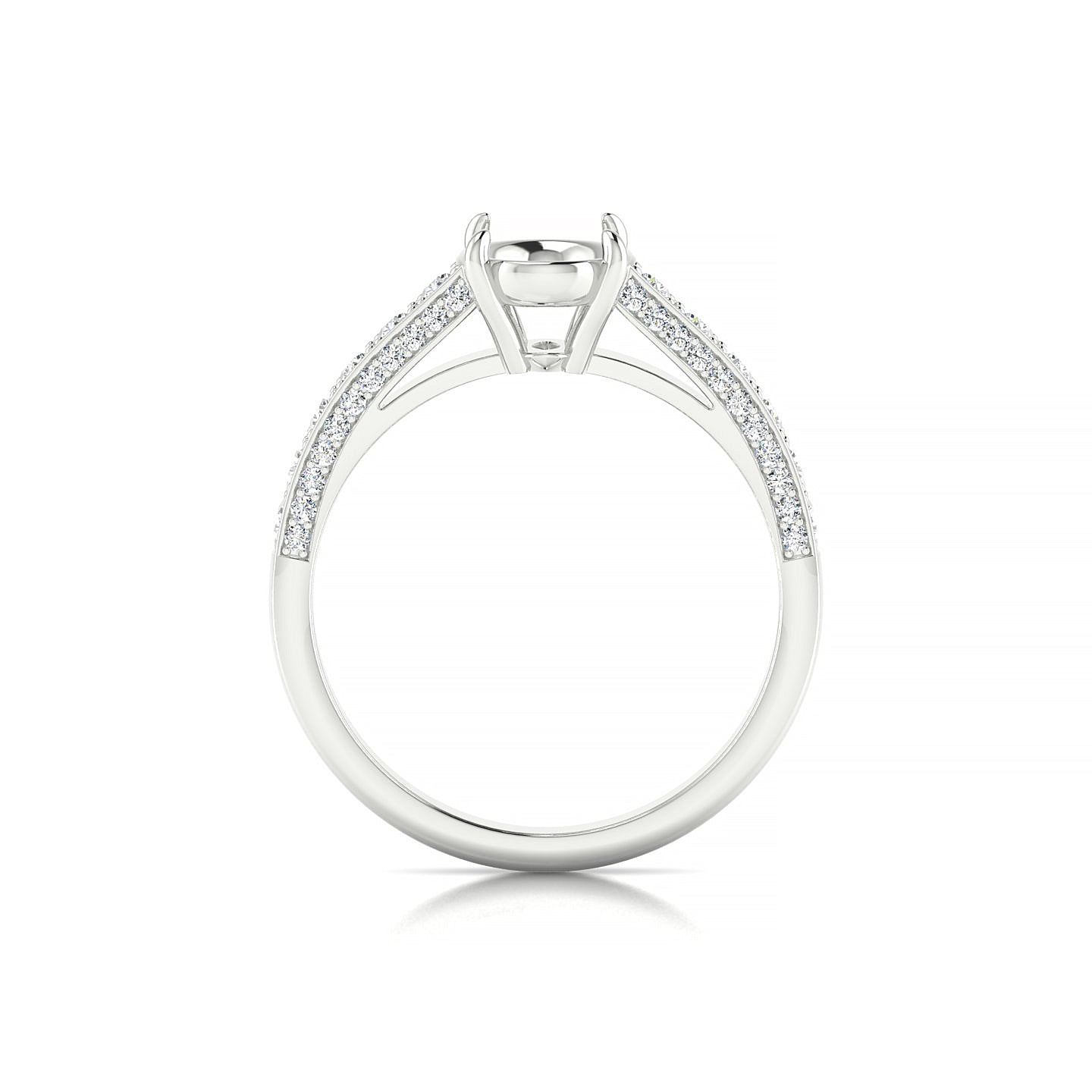 Complete Oval 2-2.99 ct | 18k White Gold Side Stones Ring
