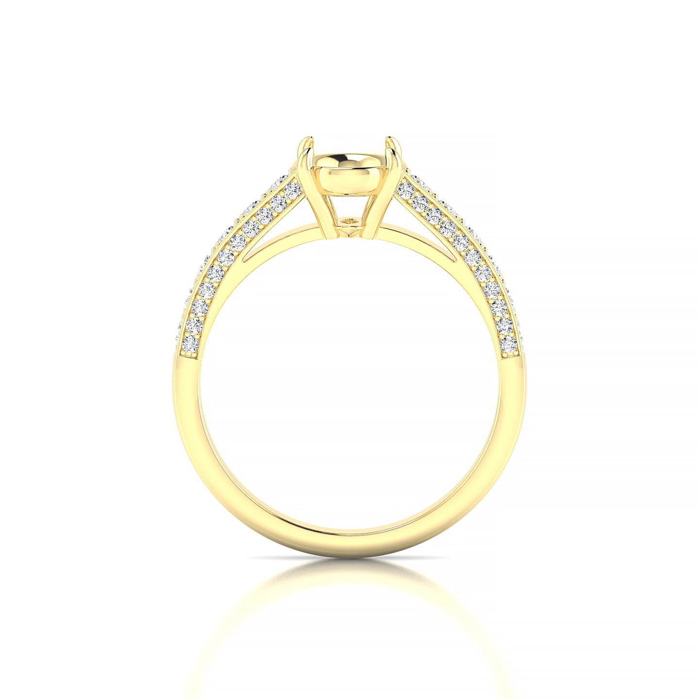 Complete Oval 2-2.99 ct | 18k Yellow Gold Side Stones Ring