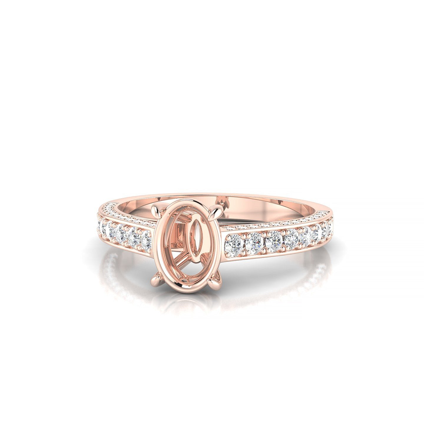 Complete Oval 1-1.99 ct | 18k Rose Gold Side Stones Ring