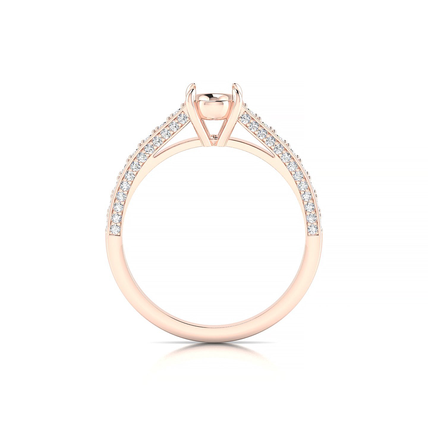 Complete Oval 1-1.99 ct | 18k Rose Gold Side Stones Ring