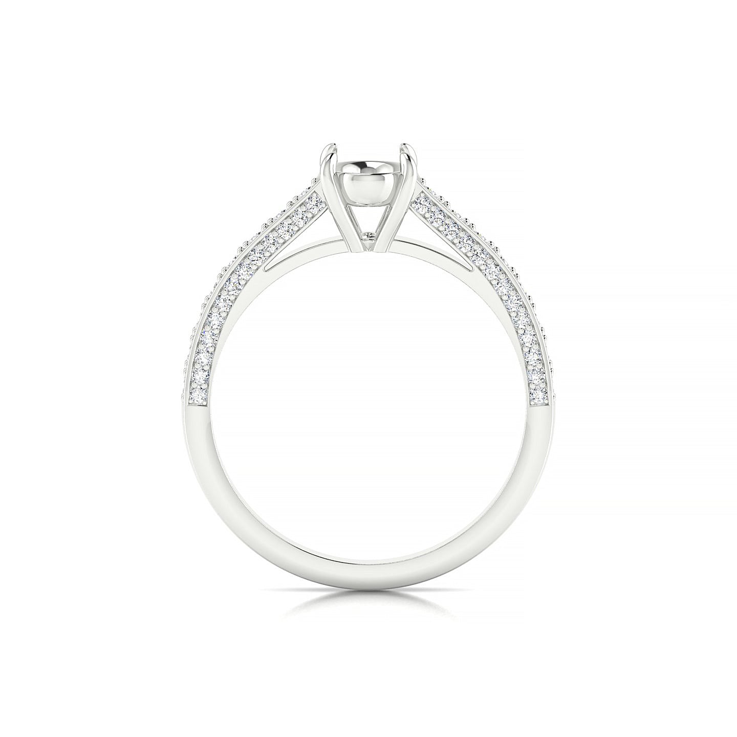 Complete Oval 1-1.99 ct | 18k White Gold Side Stones Ring