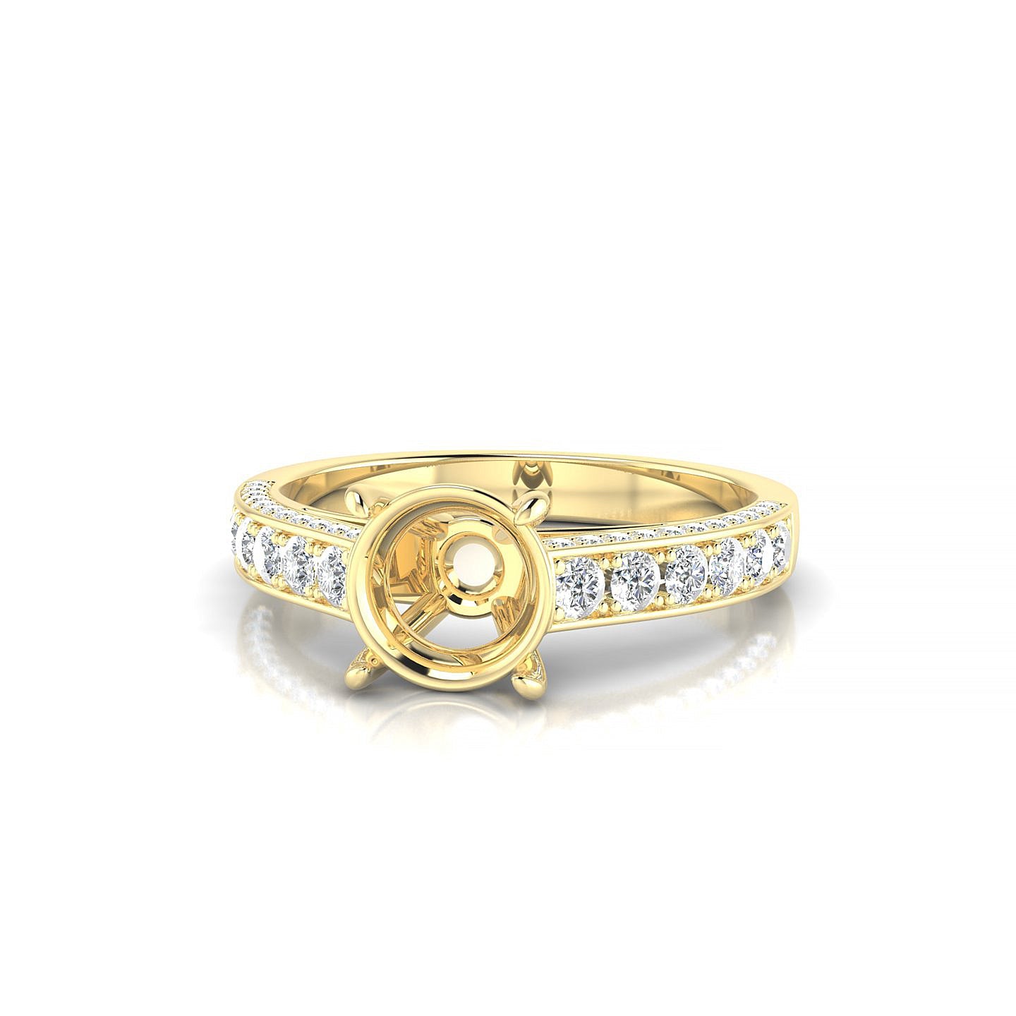Complete Round 2-2.99 ct | 18k Yellow Gold Side Stones Ring