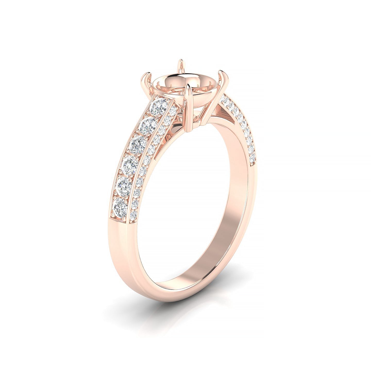 Complete Round 2-2.99 ct | 18k Rose Gold Side Stones Ring