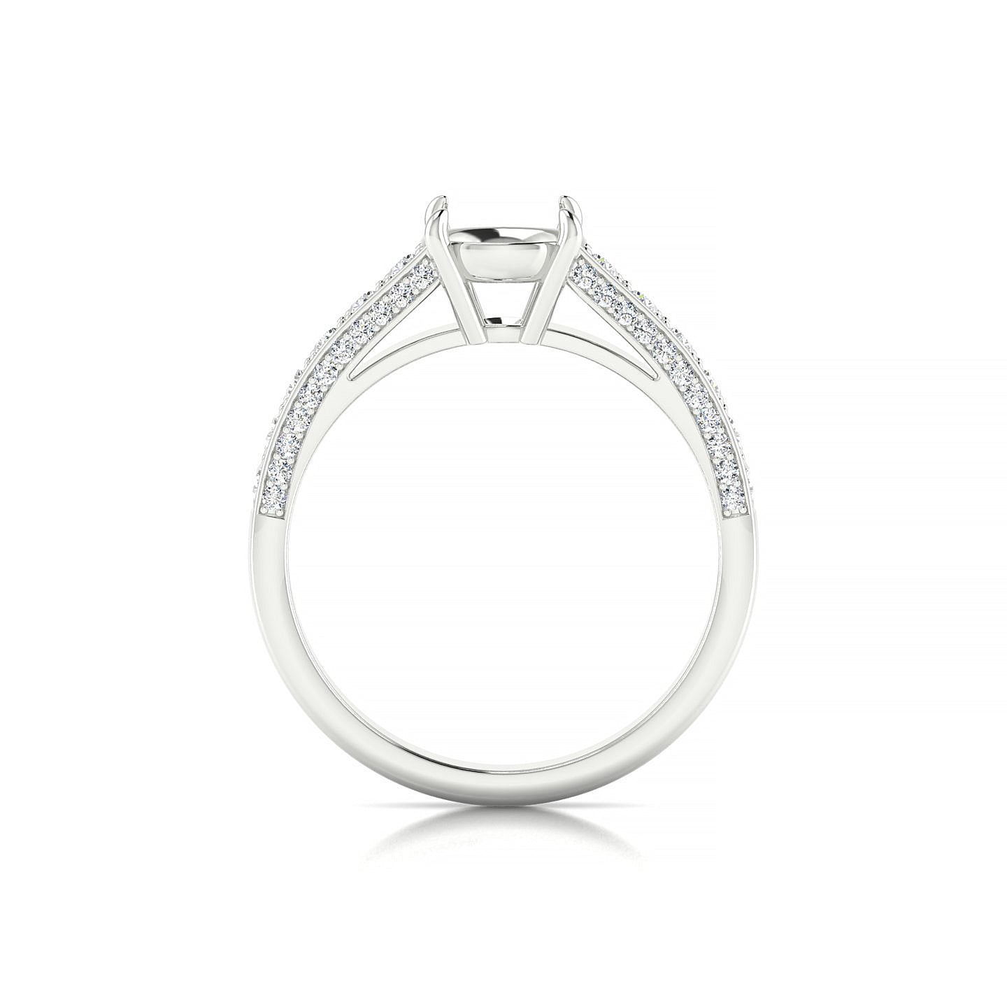 Complete Round 2-2.99 ct | 18k White Gold Side Stones Ring