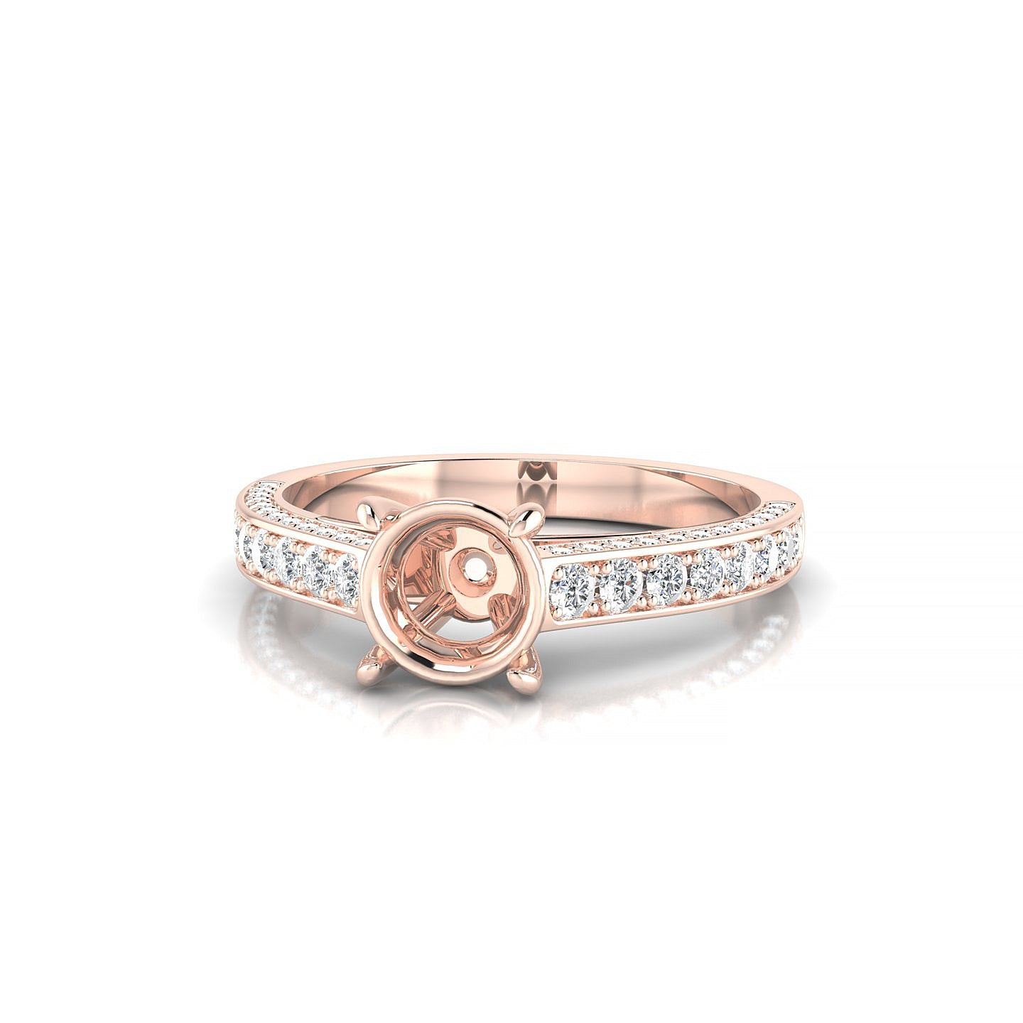 Complete Round 1-1.99 ct | 18k Rose Gold Side Stones Ring