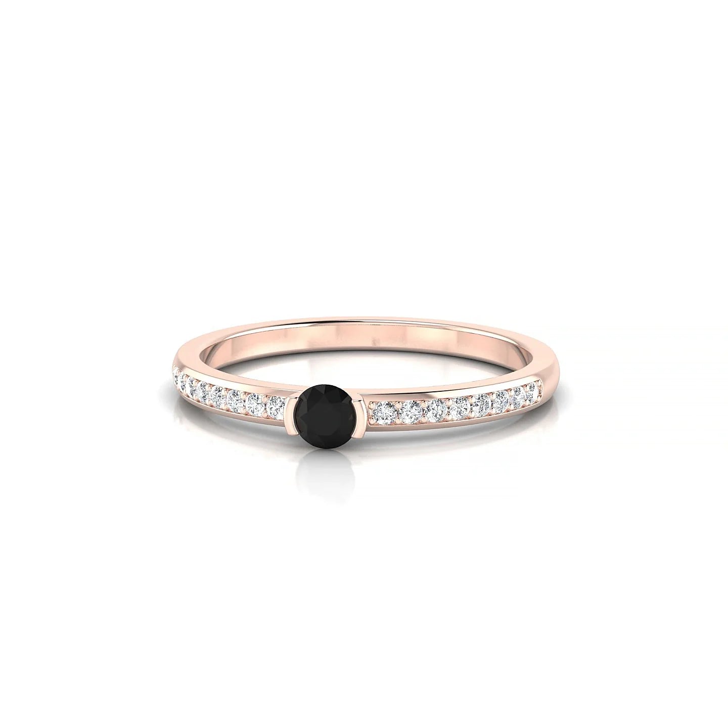 Crest | 18k Rose Gold 3 mm Round Black Diamond Ring