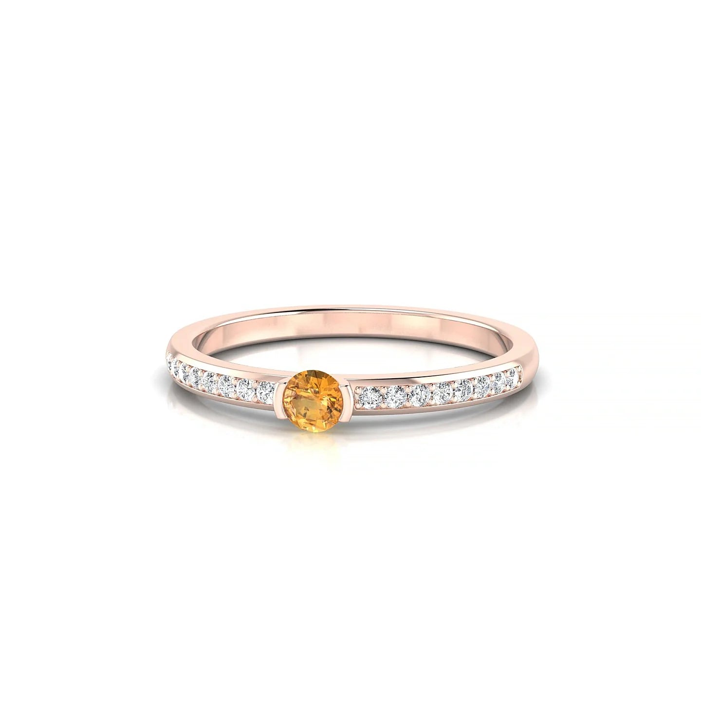 Crest | 18k Rose Gold 3 mm Round Citrine Ring