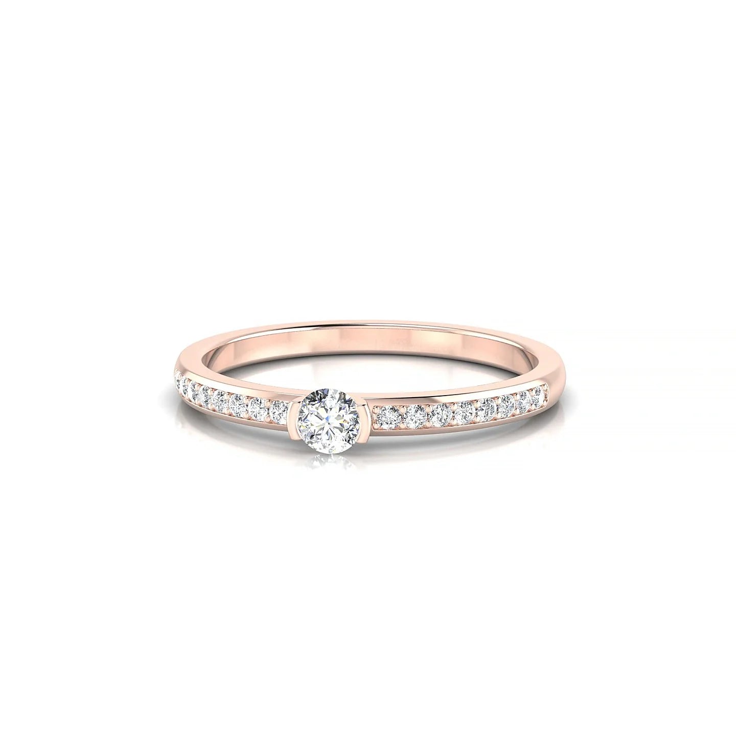 Crest | 18k Rose Gold 3 mm Round Diamond Ring