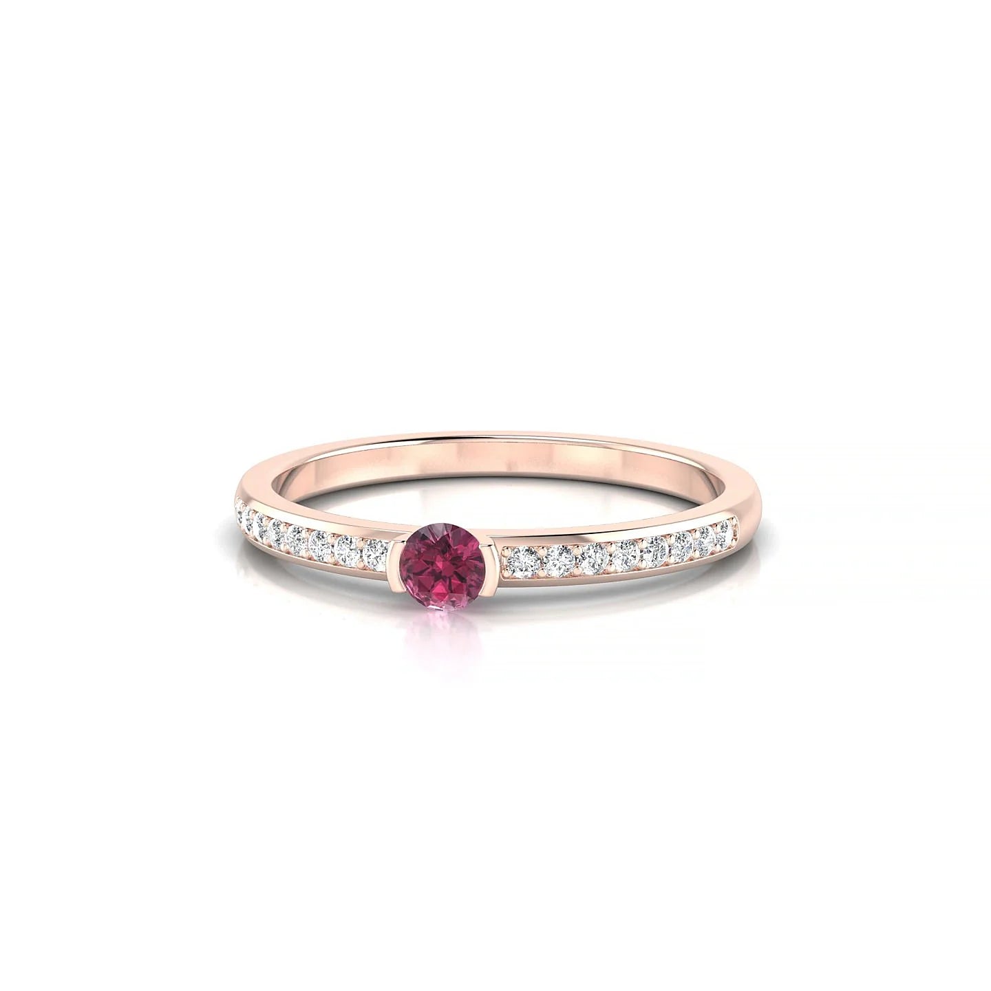 Crest | 18k Rose Gold 3 mm Round Rhodolite Ring