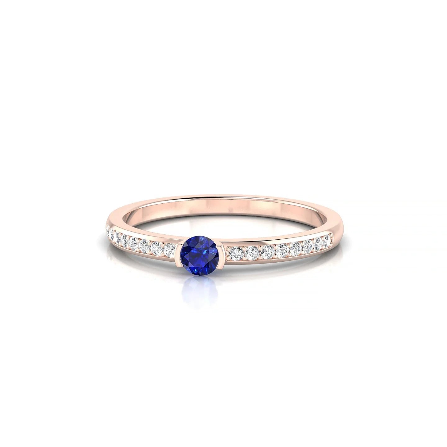Crest | 18k Rose Gold 3 mm Round Sapphire Ring