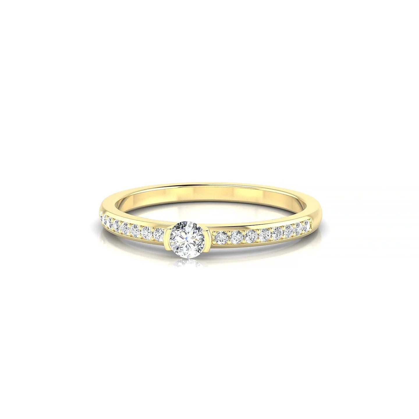 Crest | 18k Yellow Gold 3 mm Round Diamond Ring