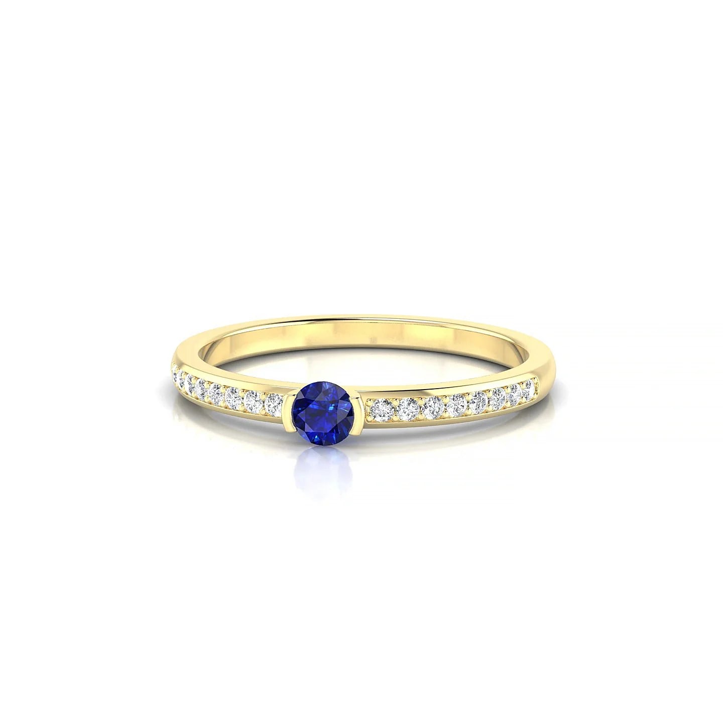 Crest | 18k Yellow Gold 3 mm Round Sapphire Ring