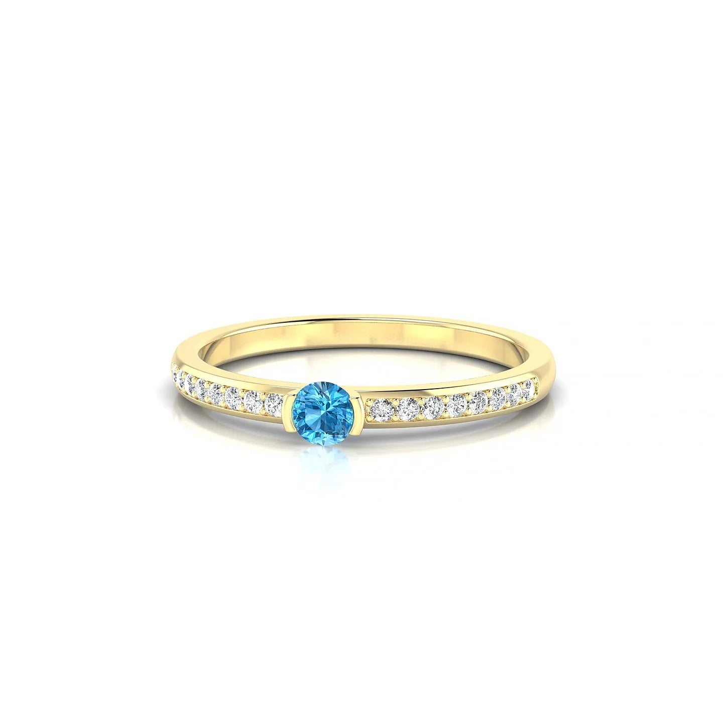 Crest | 18k Yellow Gold 3 mm Round Topaz Ring