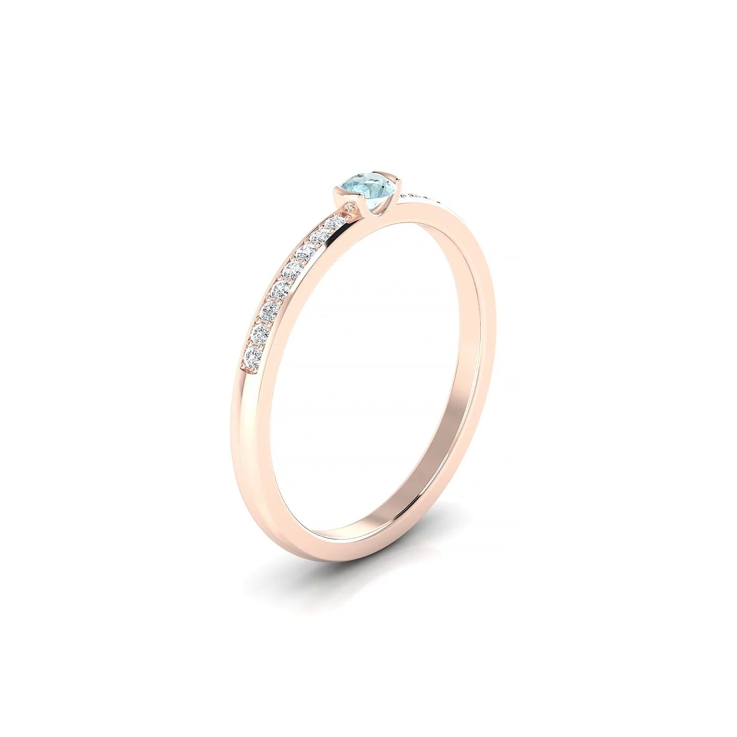 Crest | 18k Rose Gold 3 mm Round Aquamarine Ring