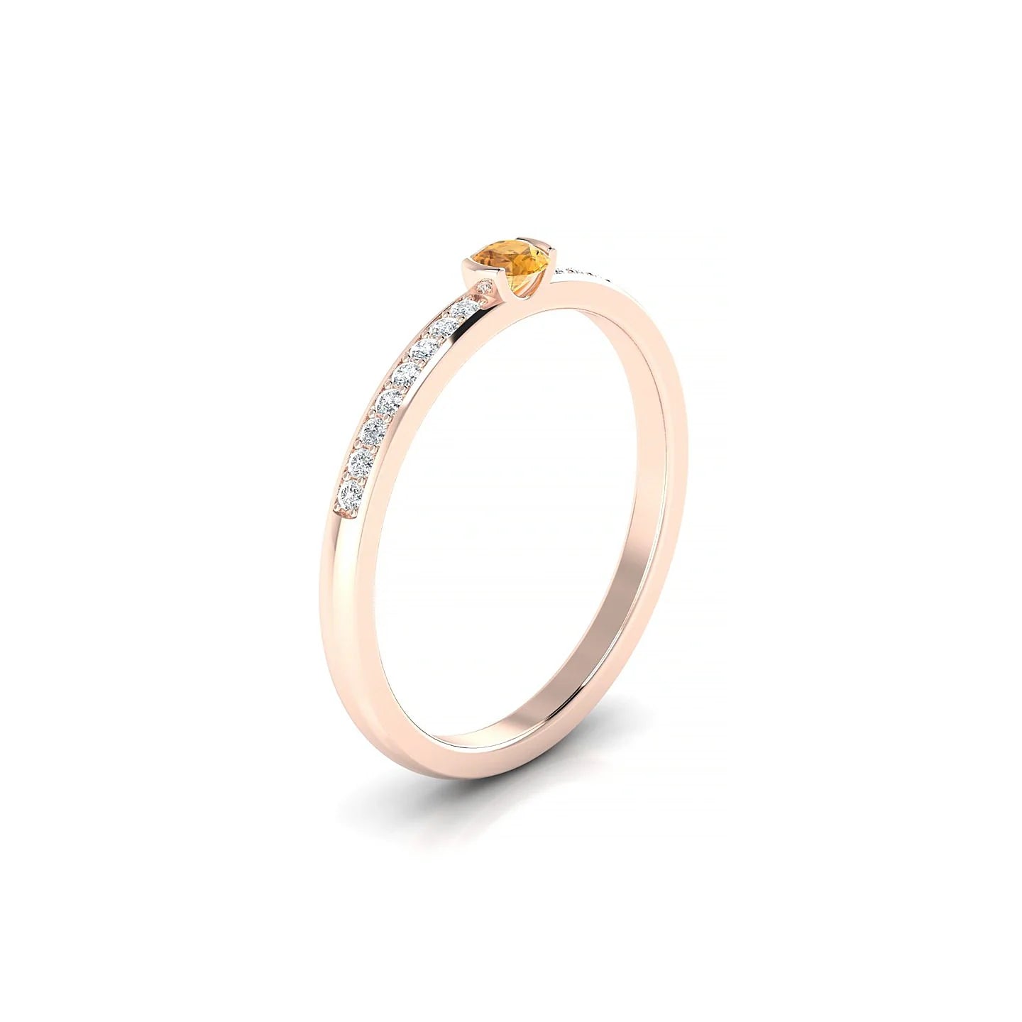 Crest | 18k Rose Gold 3 mm Round Citrine Ring