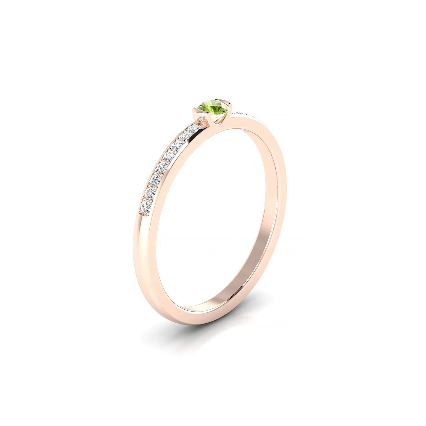 Crest | 18k Rose Gold 3 mm Round Peridot Ring