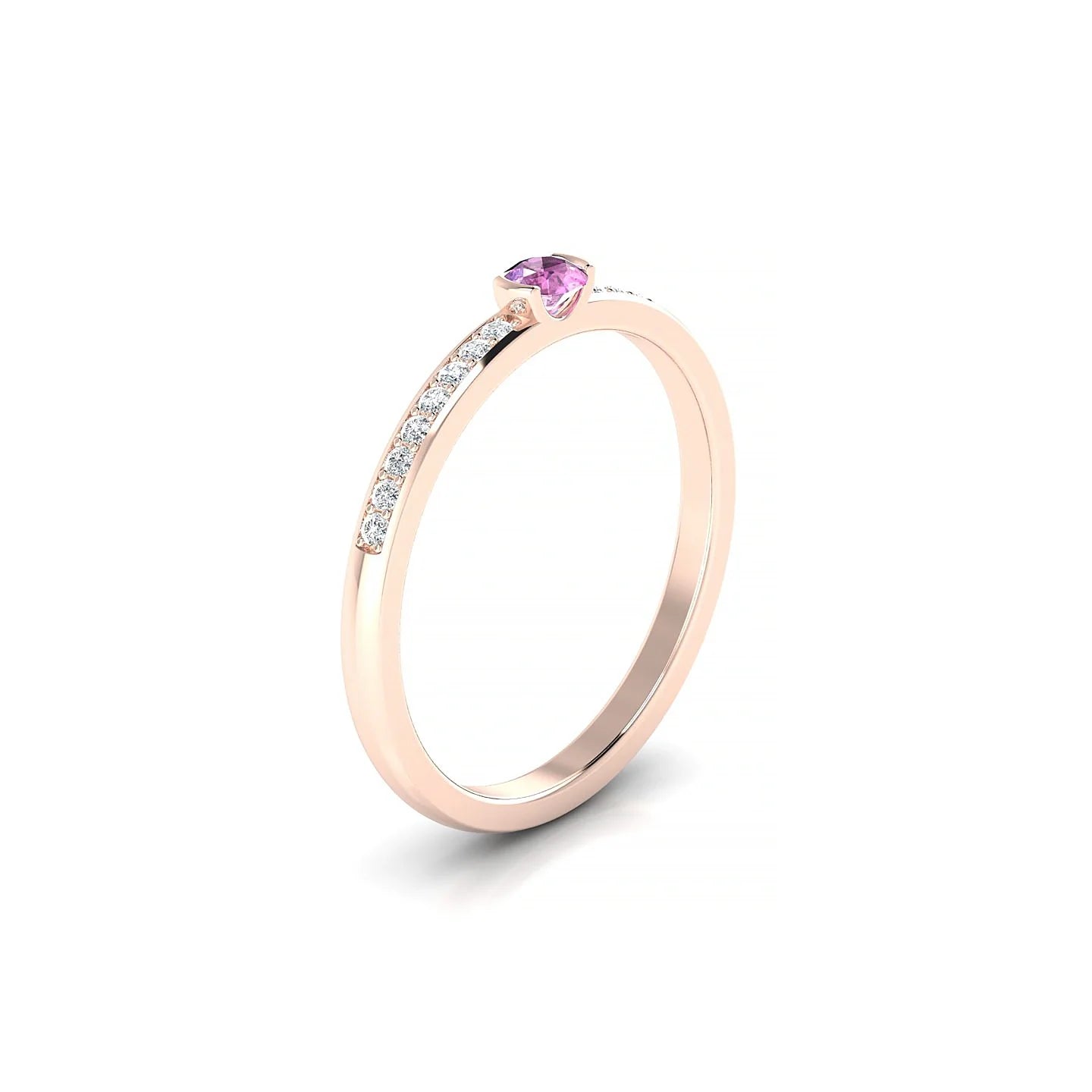 Crest | 18k Rose Gold 3 mm Round Pink Sapphire Ring