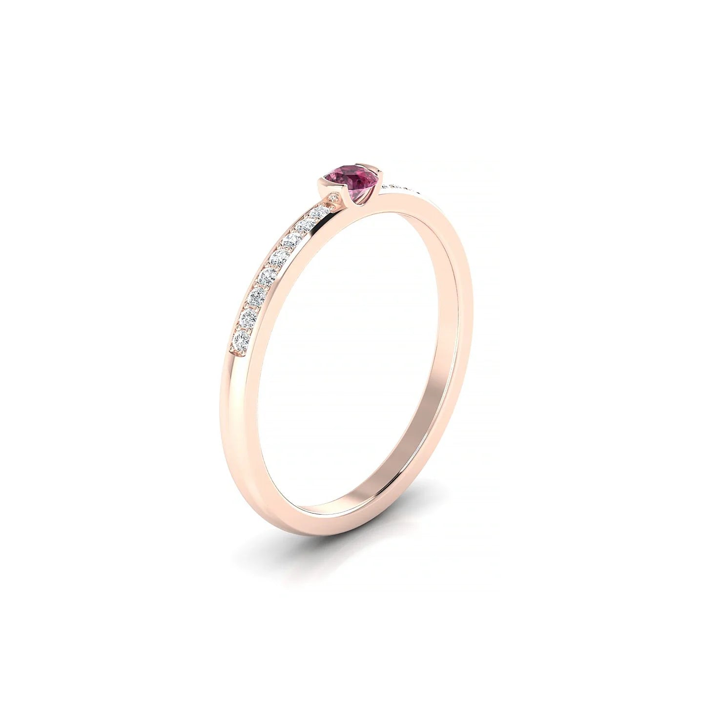 Crest | 18k Rose Gold 3 mm Round Rhodolite Ring