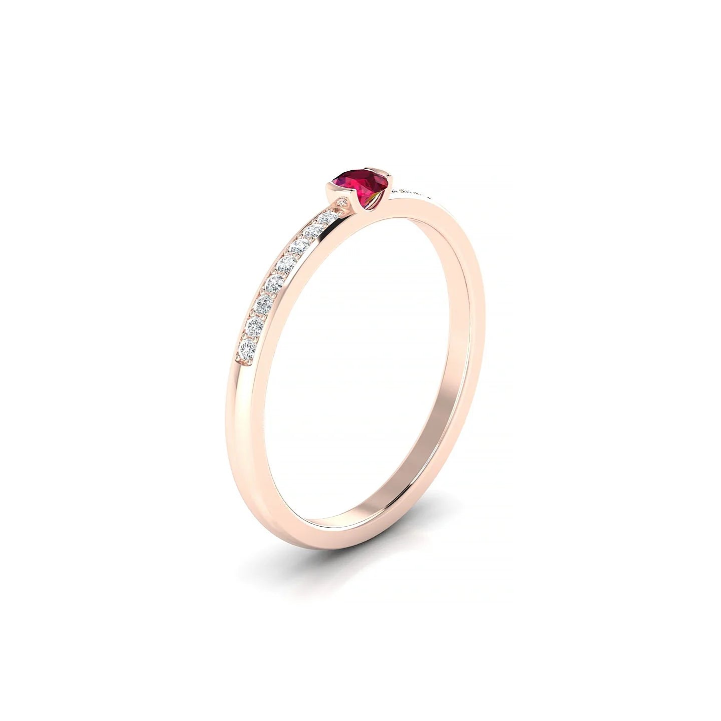 Crest | 18k Rose Gold 3 mm Round Ruby Ring