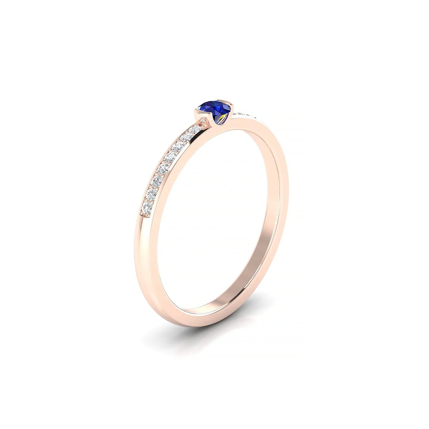 Crest | 18k Rose Gold 3 mm Round Sapphire Ring
