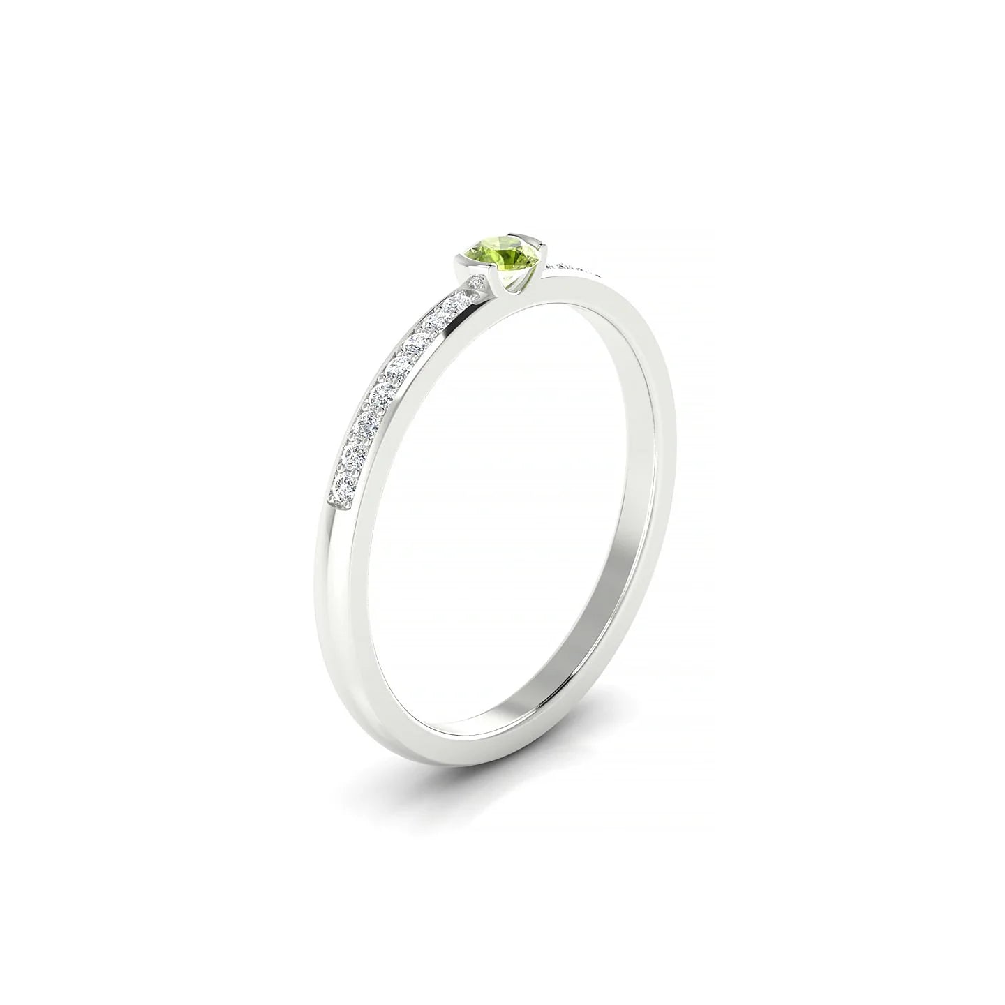 Crest | 18k White Gold 3 mm Round Peridot Ring