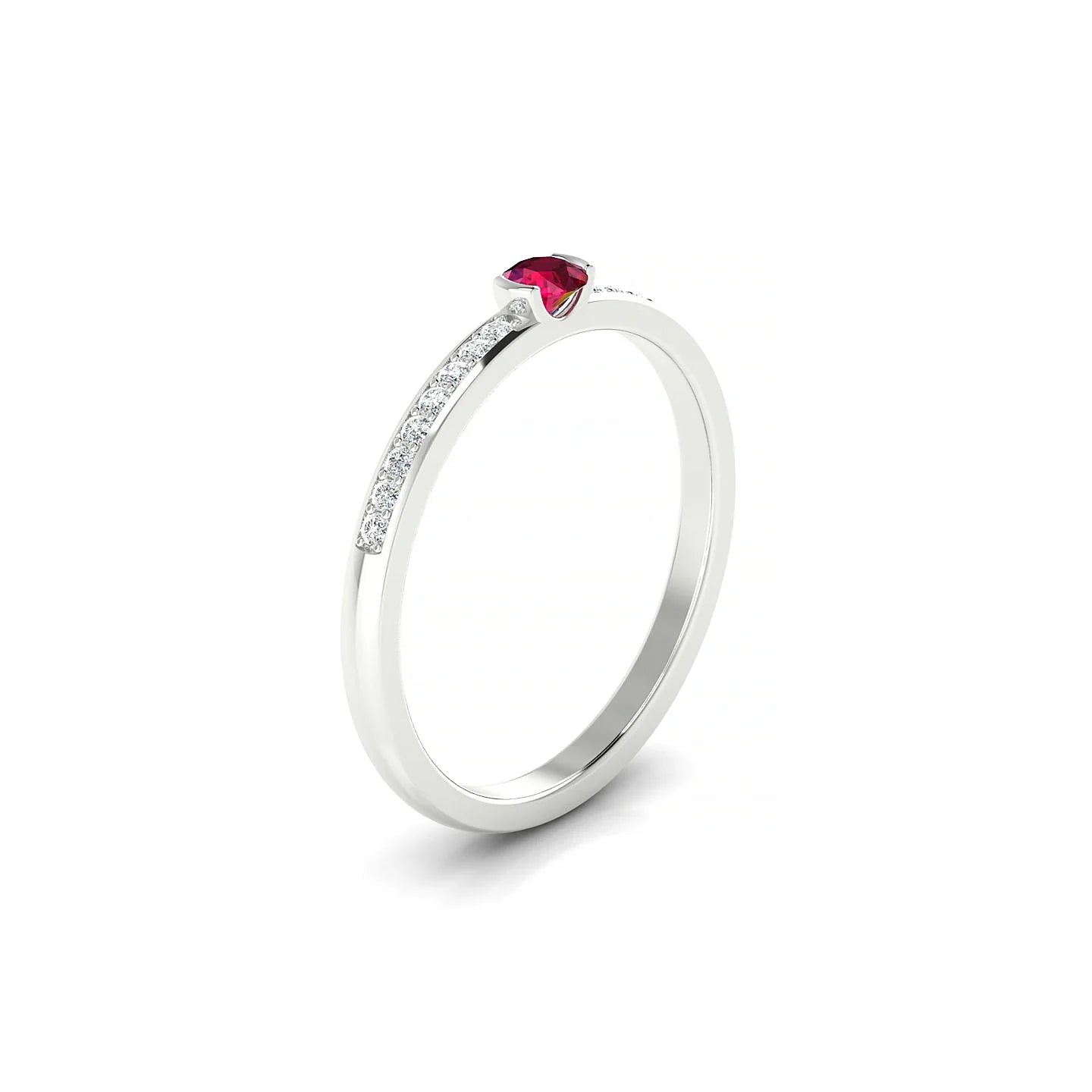 Crest | 18k White Gold 3 mm Round Ruby Ring