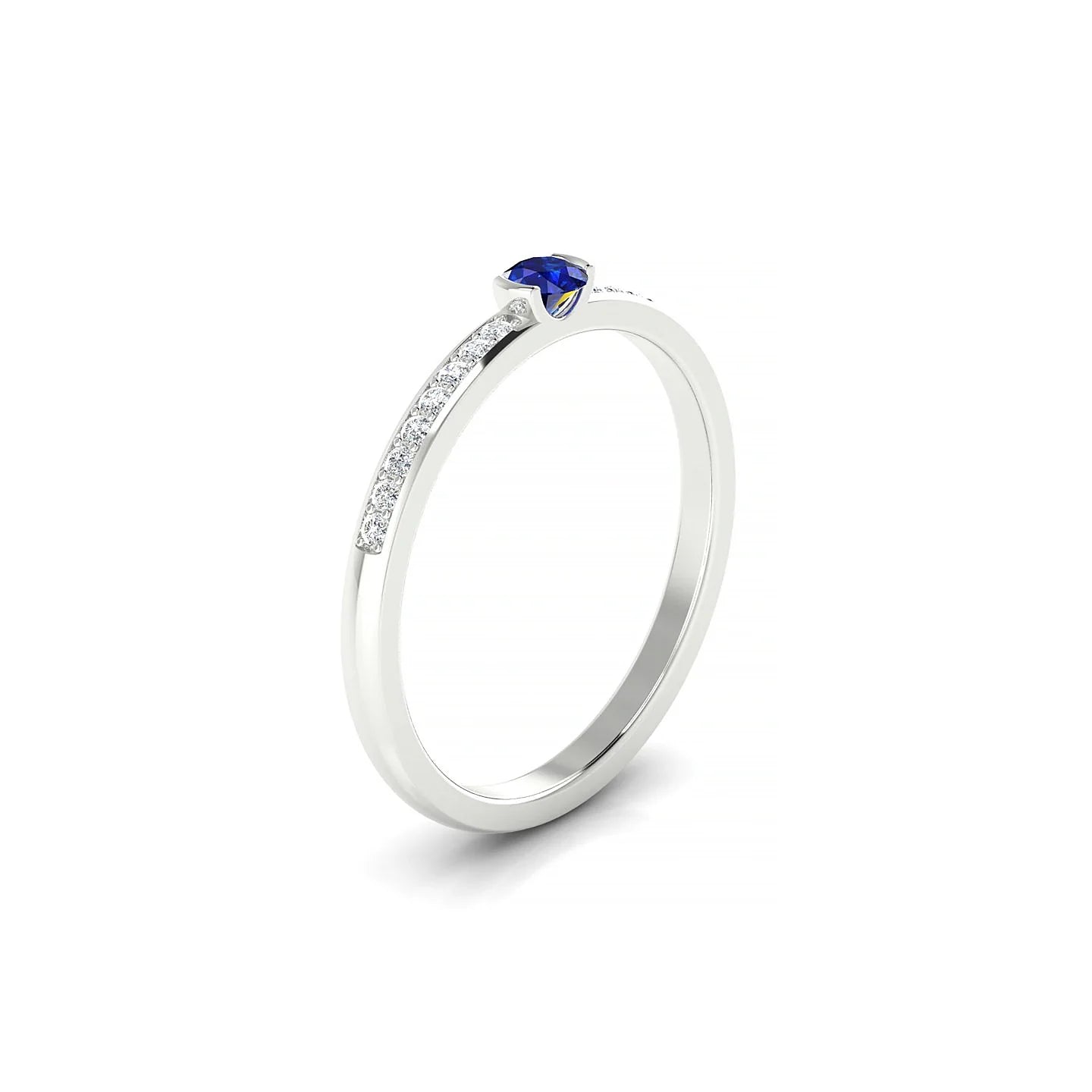 Crest | 18k White Gold 3 mm Round Sapphire Ring