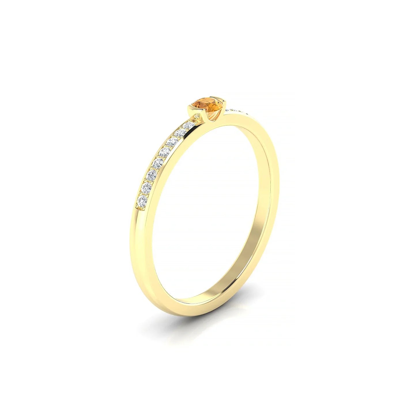 Crest | 18k Yellow Gold 3 mm Round Citrine Ring