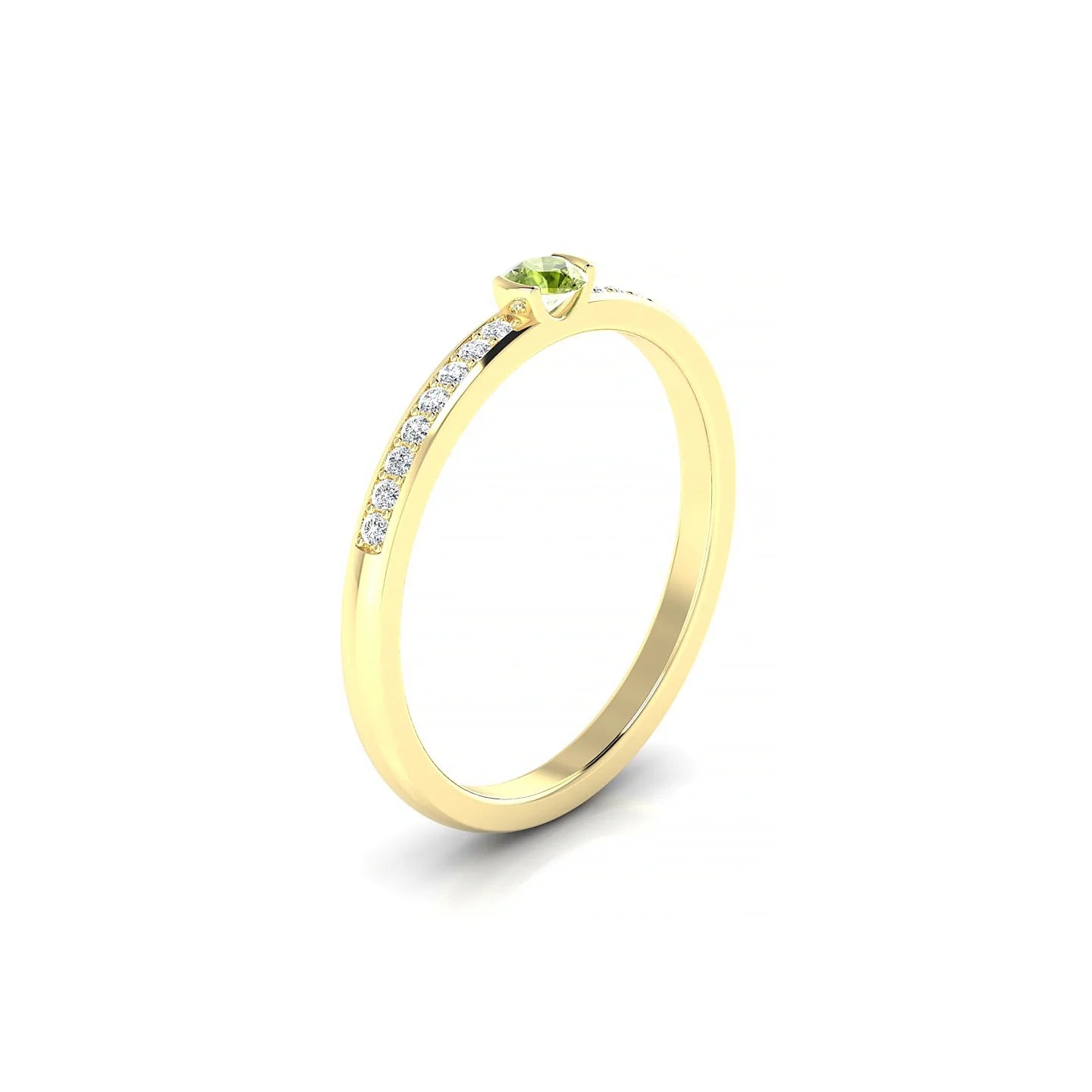 Crest | 18k Yellow Gold 3 mm Round Peridot Ring