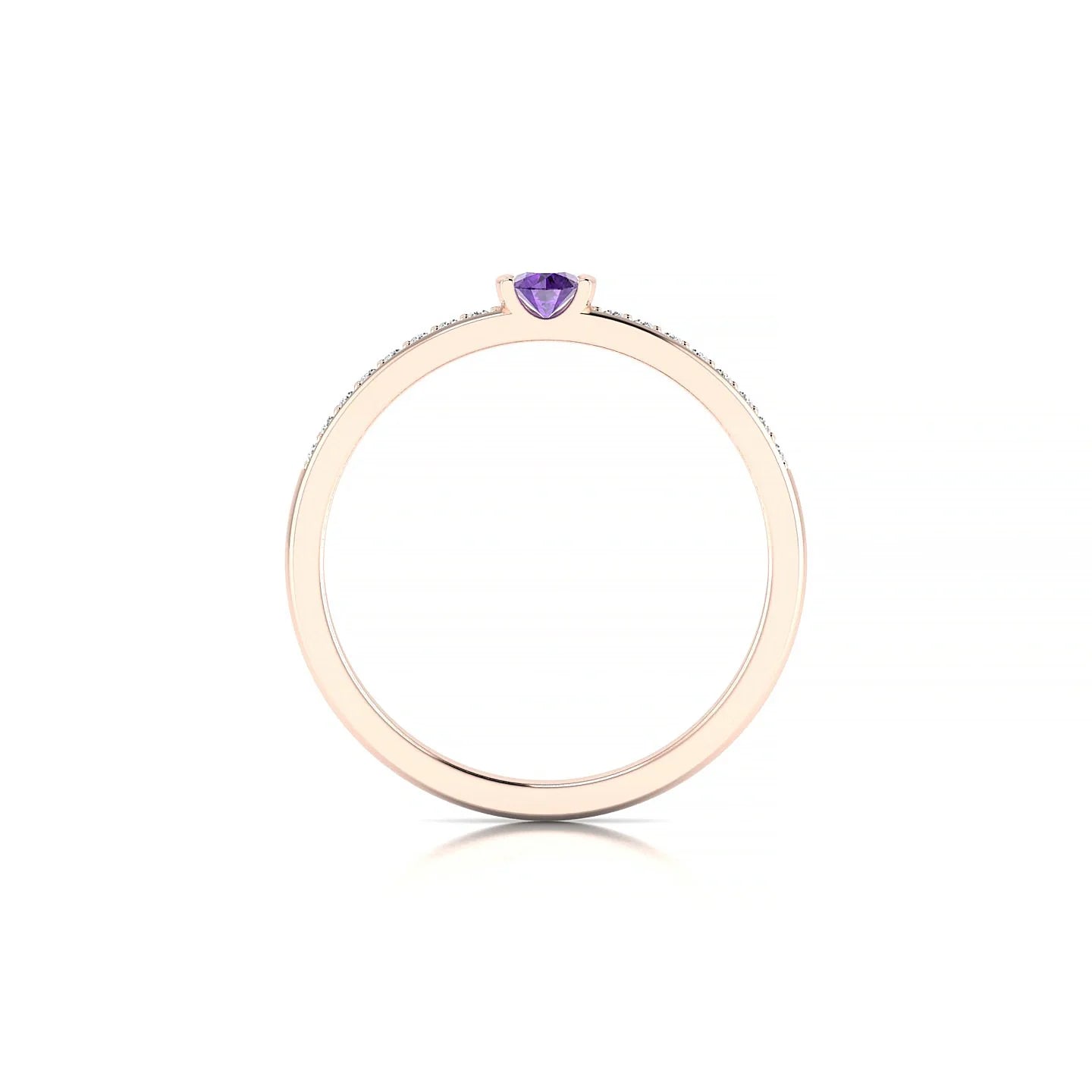 Crest | 18k Rose Gold 3 mm Round Amethyst Ring