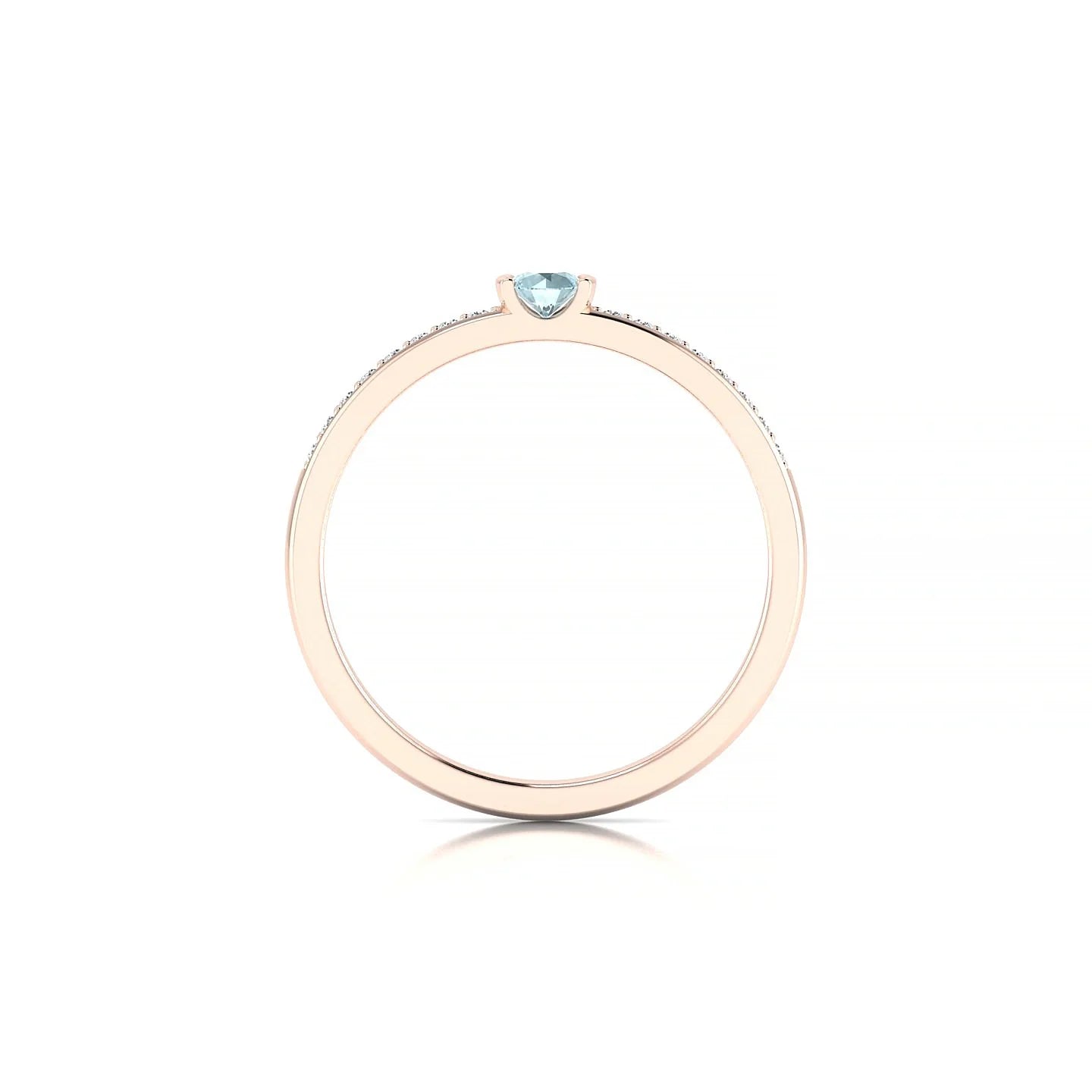 Crest | 18k Rose Gold 3 mm Round Aquamarine Ring