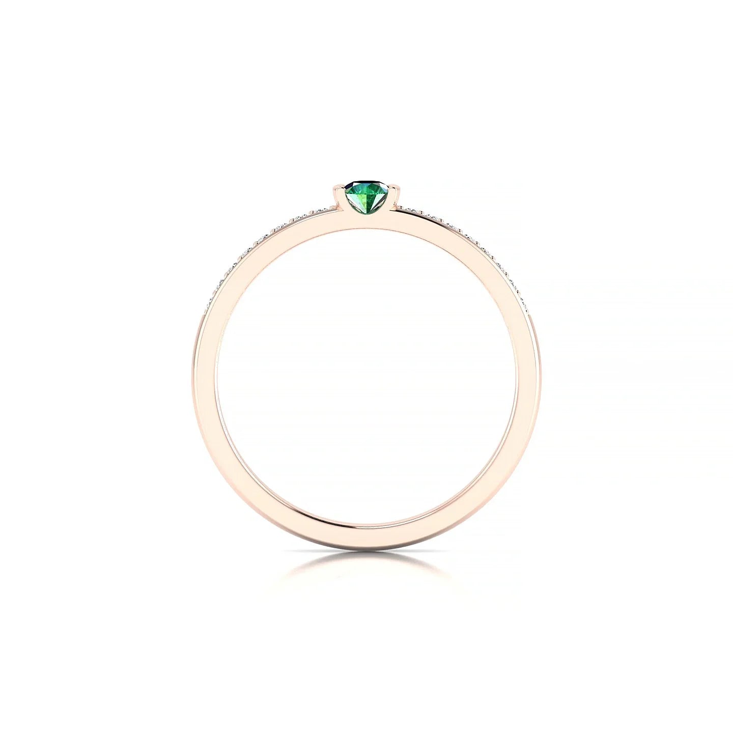 Crest | 18k Rose Gold 3 mm Round Emerald Ring