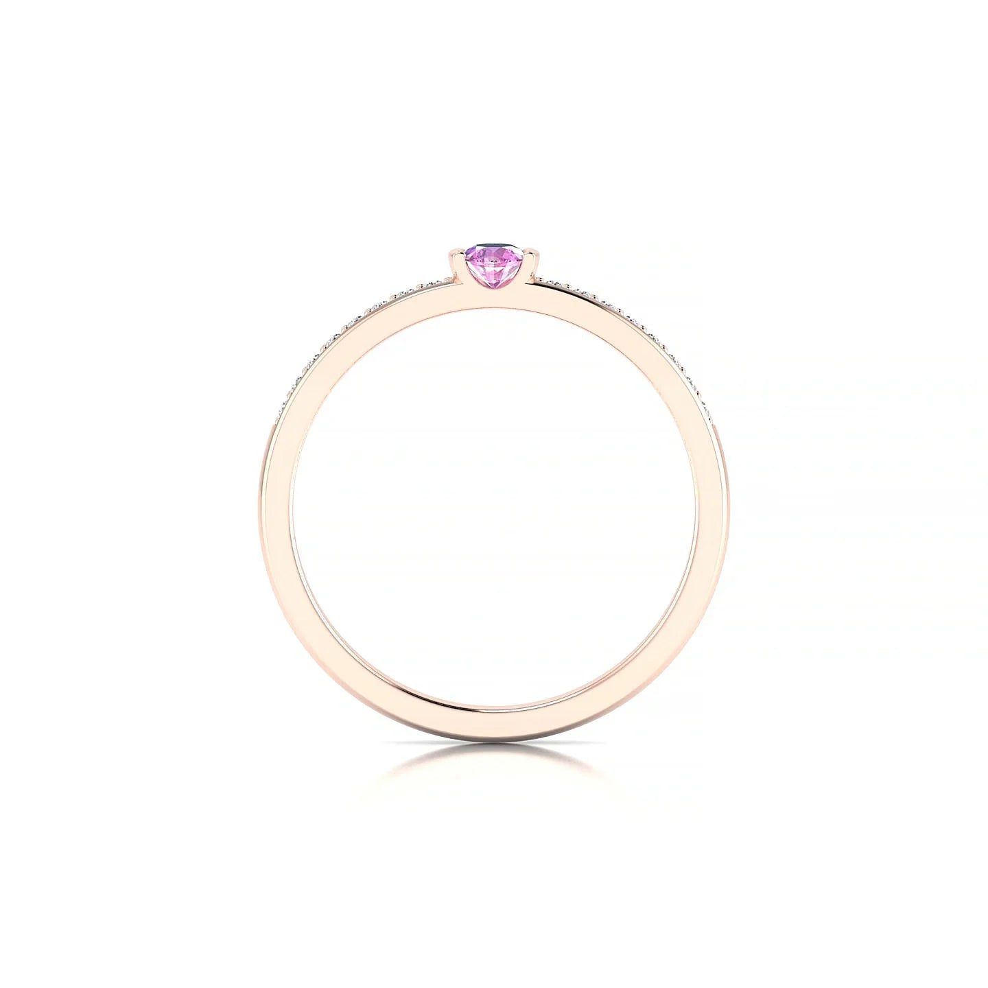 Crest | 18k Rose Gold 3 mm Round Pink Sapphire Ring