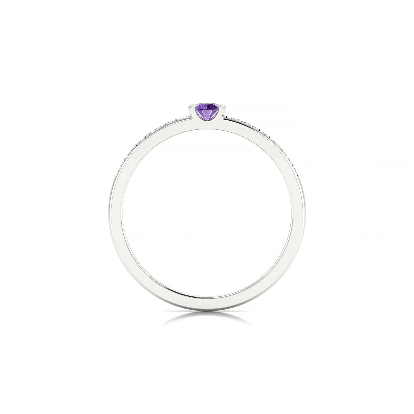 Crest | 18k White Gold 3 mm Round Amethyst Ring