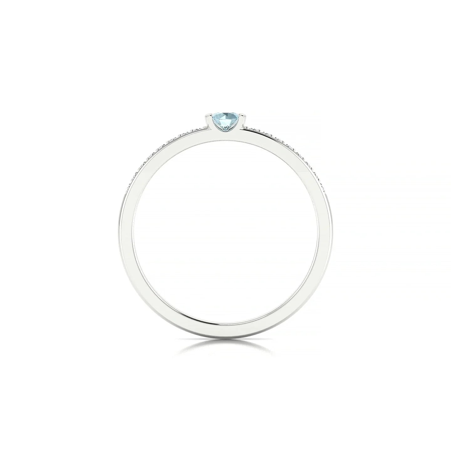 Crest | 18k White Gold 3 mm Round Aquamarine Ring