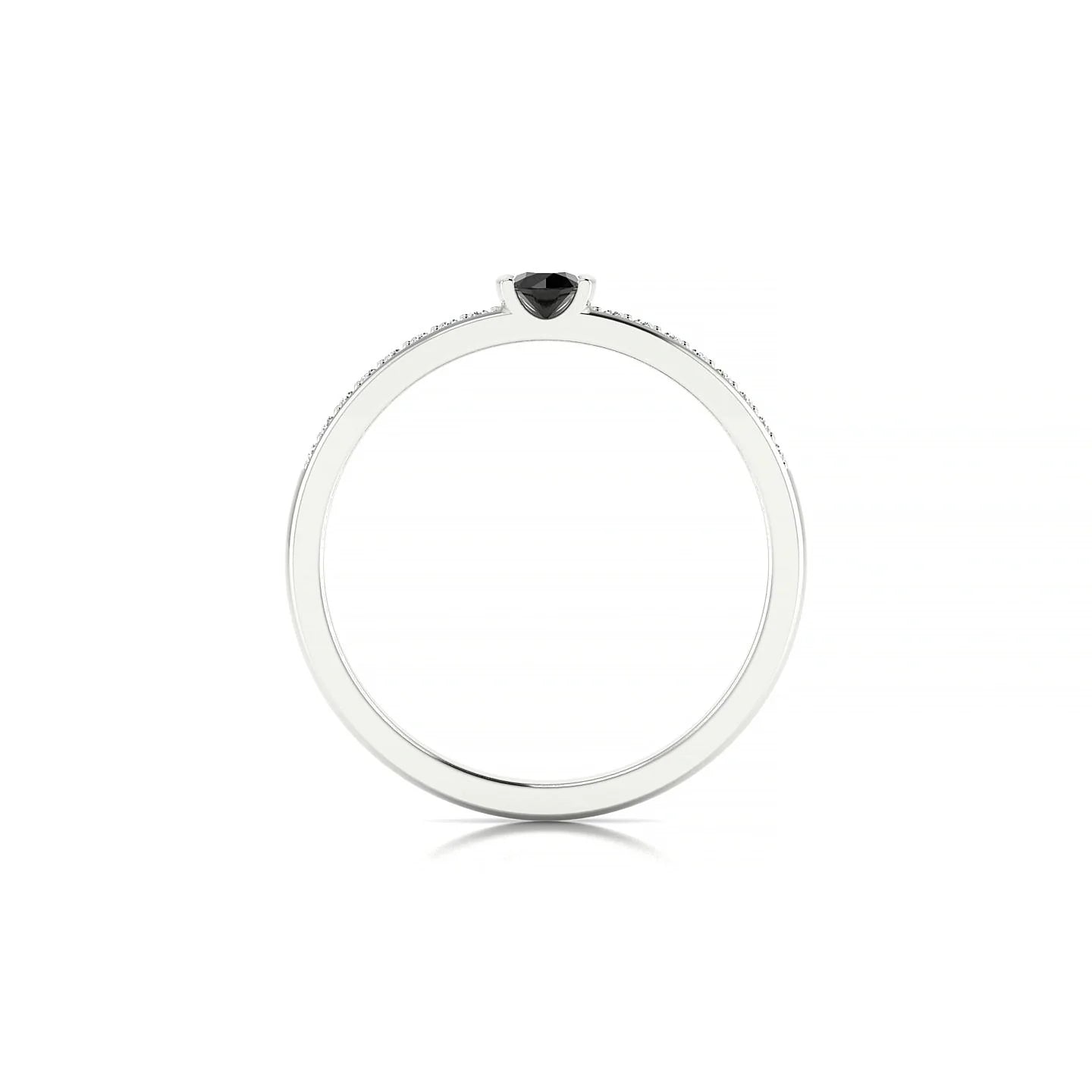 Crest | 18k White Gold 3 mm Round Black Diamond Ring